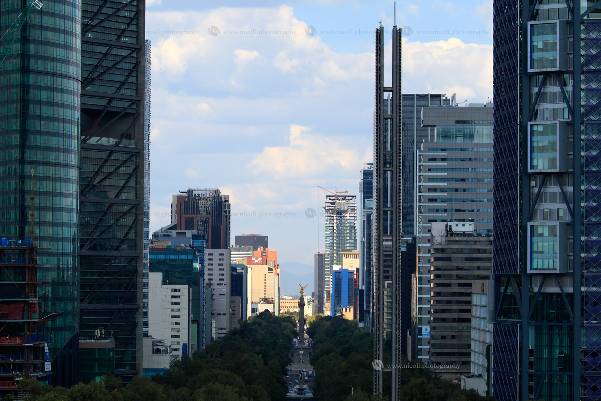Skyscrapers  in Mexico City in Paseo de la Reforma Avenue.