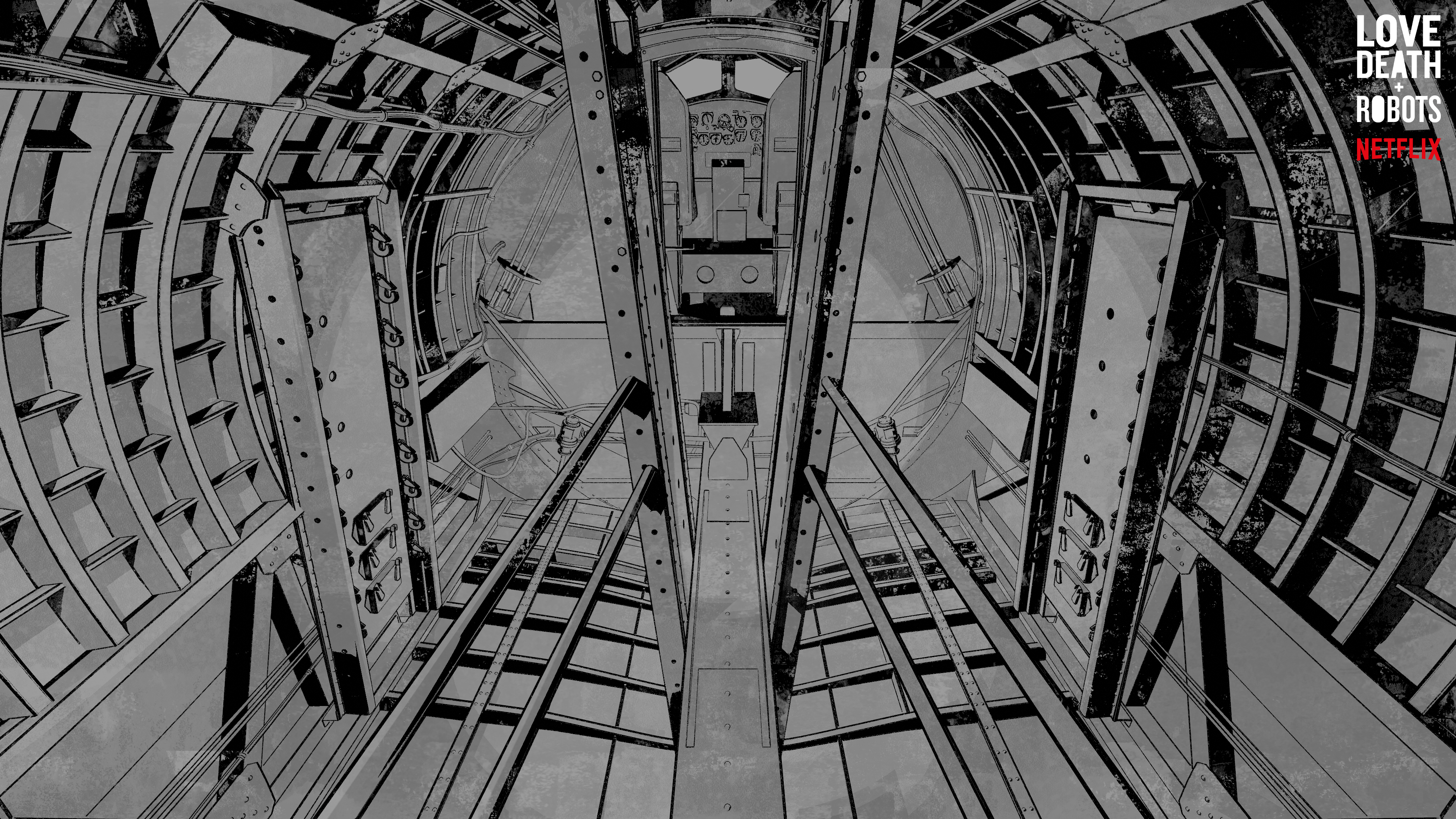 Early 3D render to test the style / Bomb Corridor