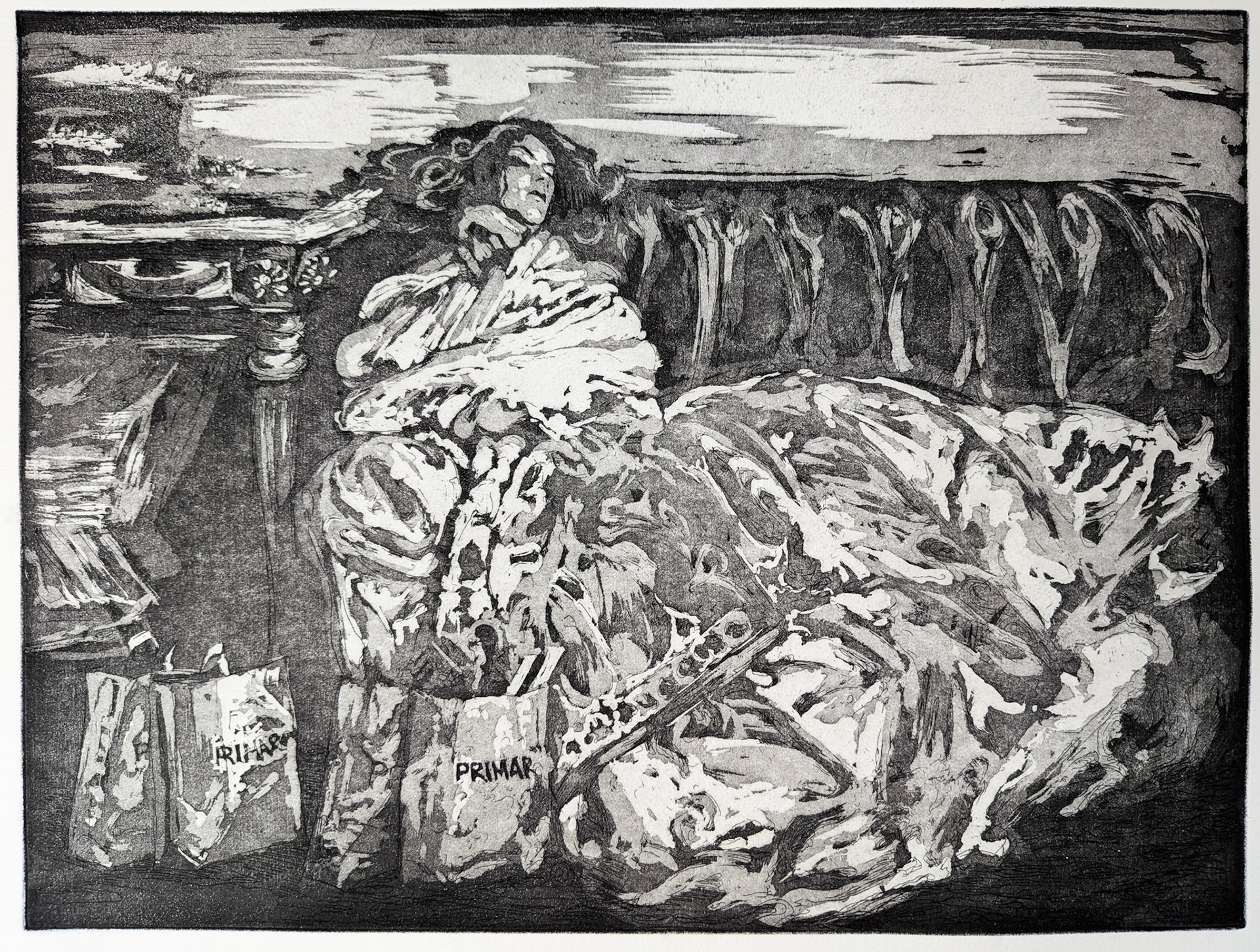 Las vence el cansancio | Etching and aquatint on Hahnemühle paper 300 gsm | 50 x 40 cm | 2026