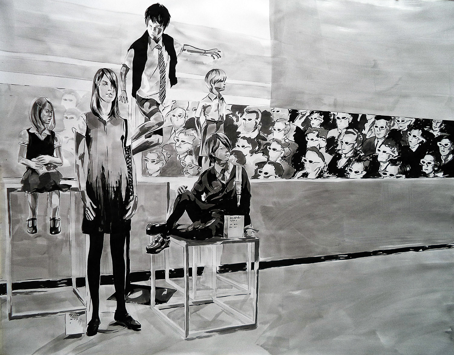 Back to School * Ink drawing on paper 300 gsm. 190 x 150 cm. London, 2014. *Lethaby Gallery, CSM.