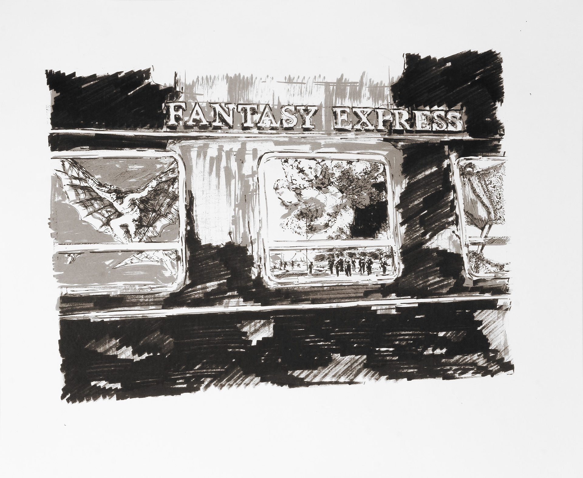 'Fantasy Express' 2 colurs - Silkscreen print on 350gsm paper. London 2012.