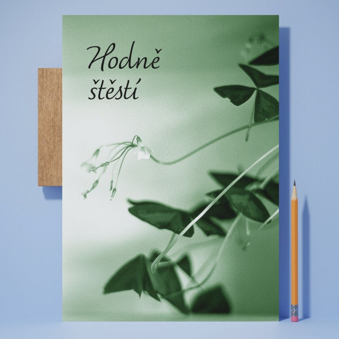 přání Hodně štěstí – trojlístky