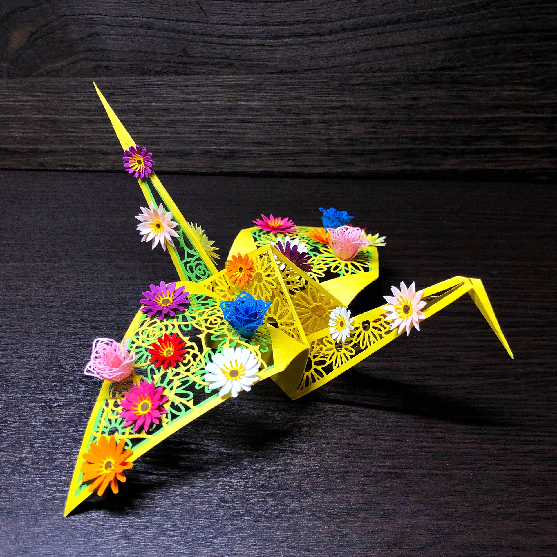 鶴の花束(ガーベラ)
