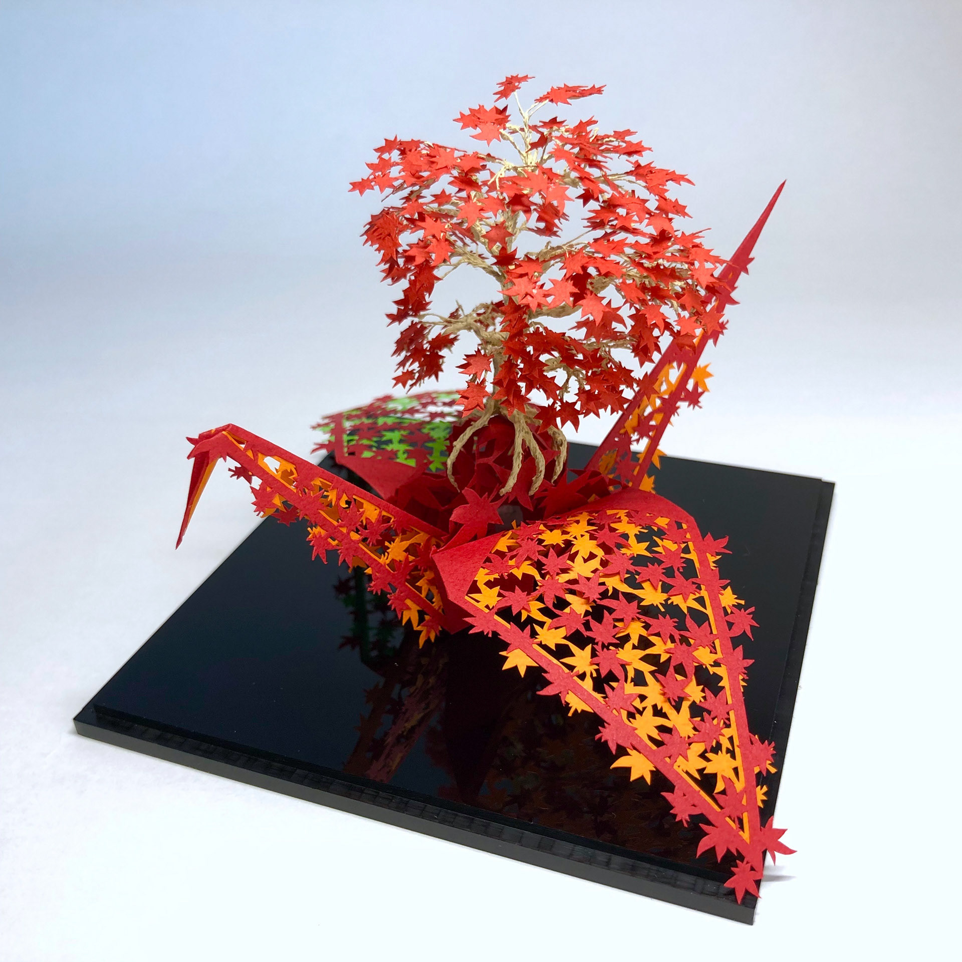 盆栽×折り鶴(紅葉)