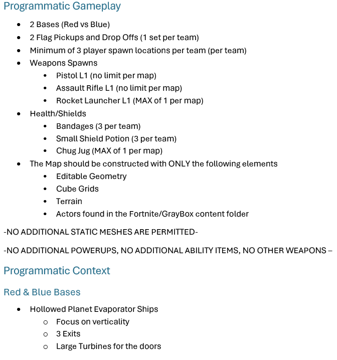 Programmatic Gameplay List