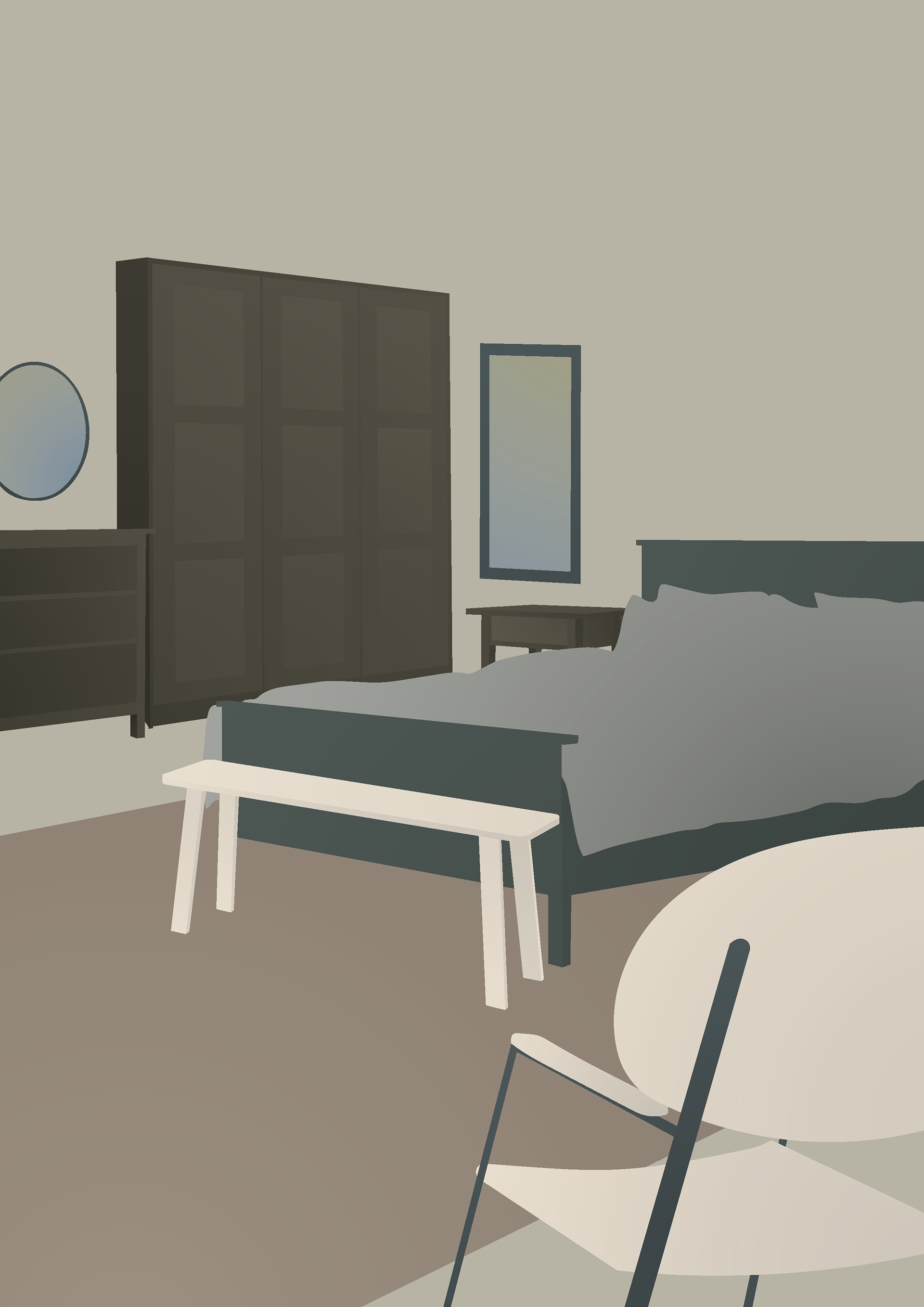 Schlafzimmer (Bed Room), 14,8 x 10,5 cm, Postcard