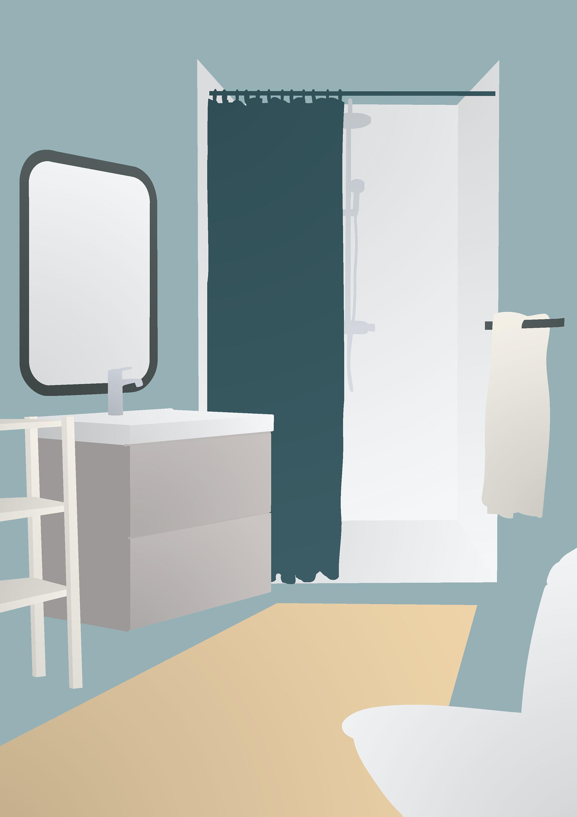 Badezimmer (Bath Room), 14,8 x 10,5 cm, Postcard