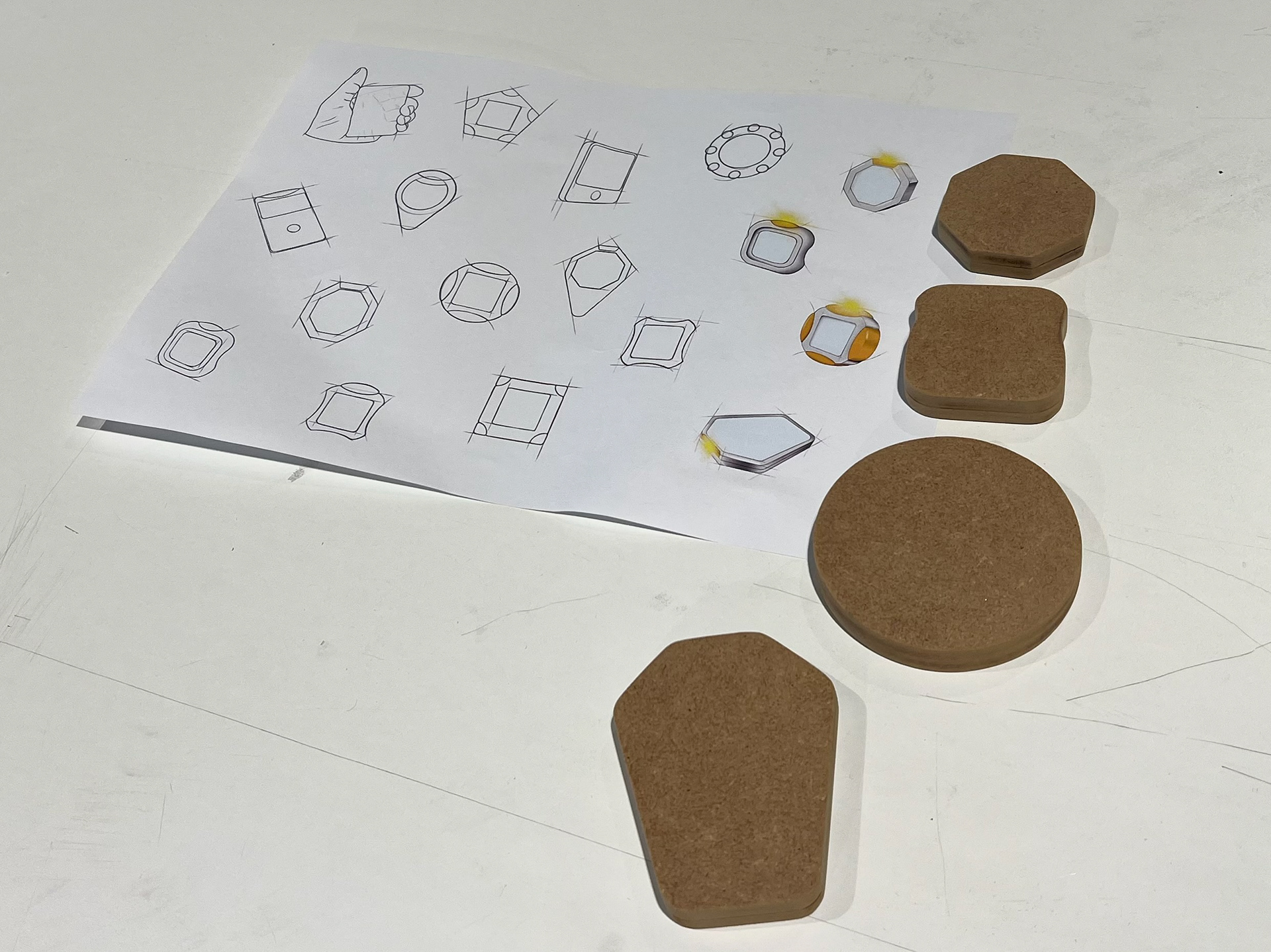 Simple MDF representations of the four chosen shapes