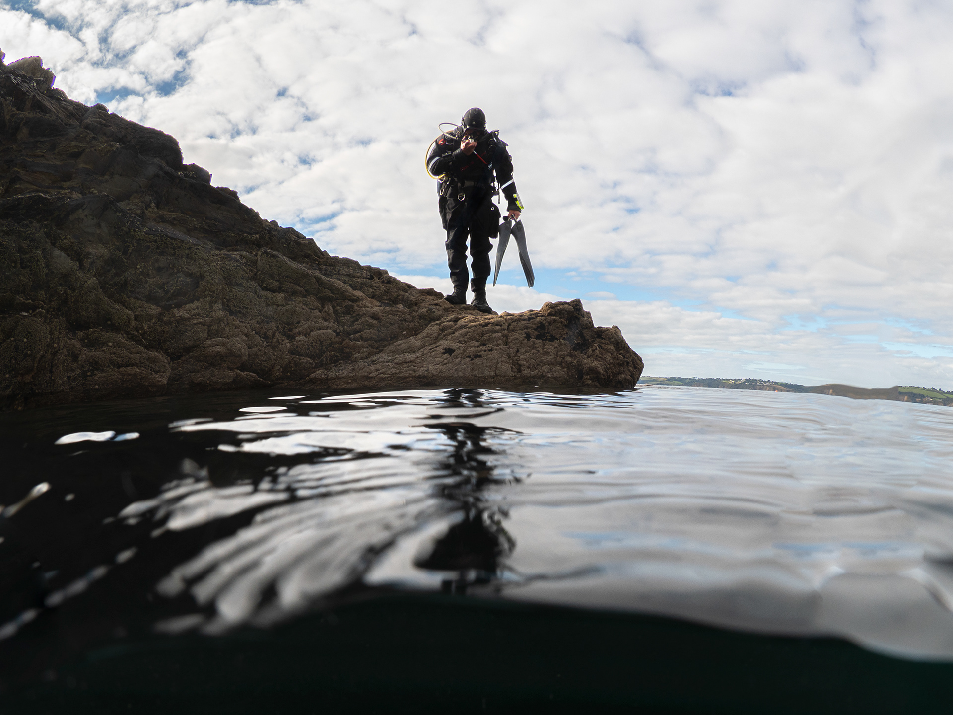 Diver on Rocks