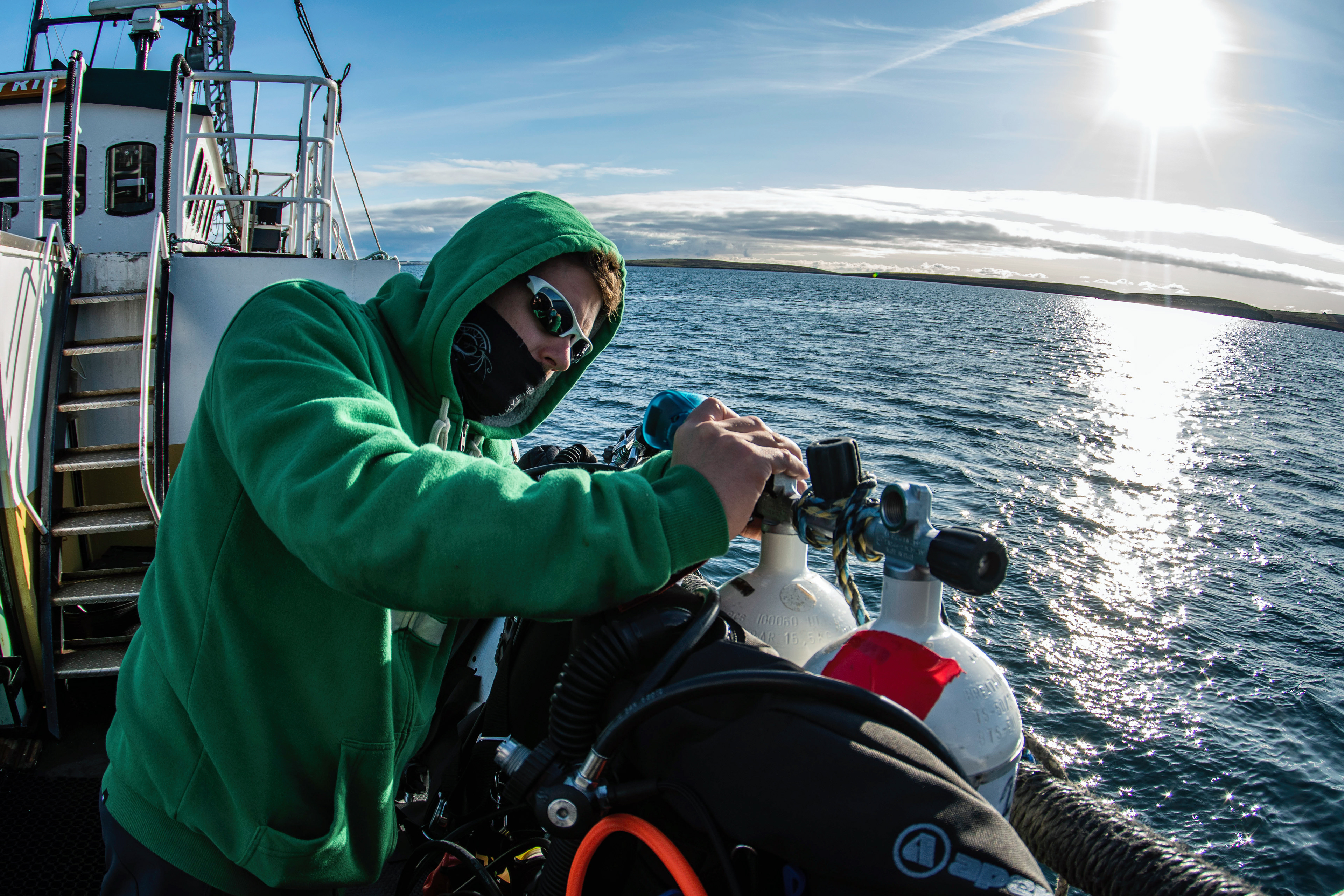 Diver Analysing Twinset Gas