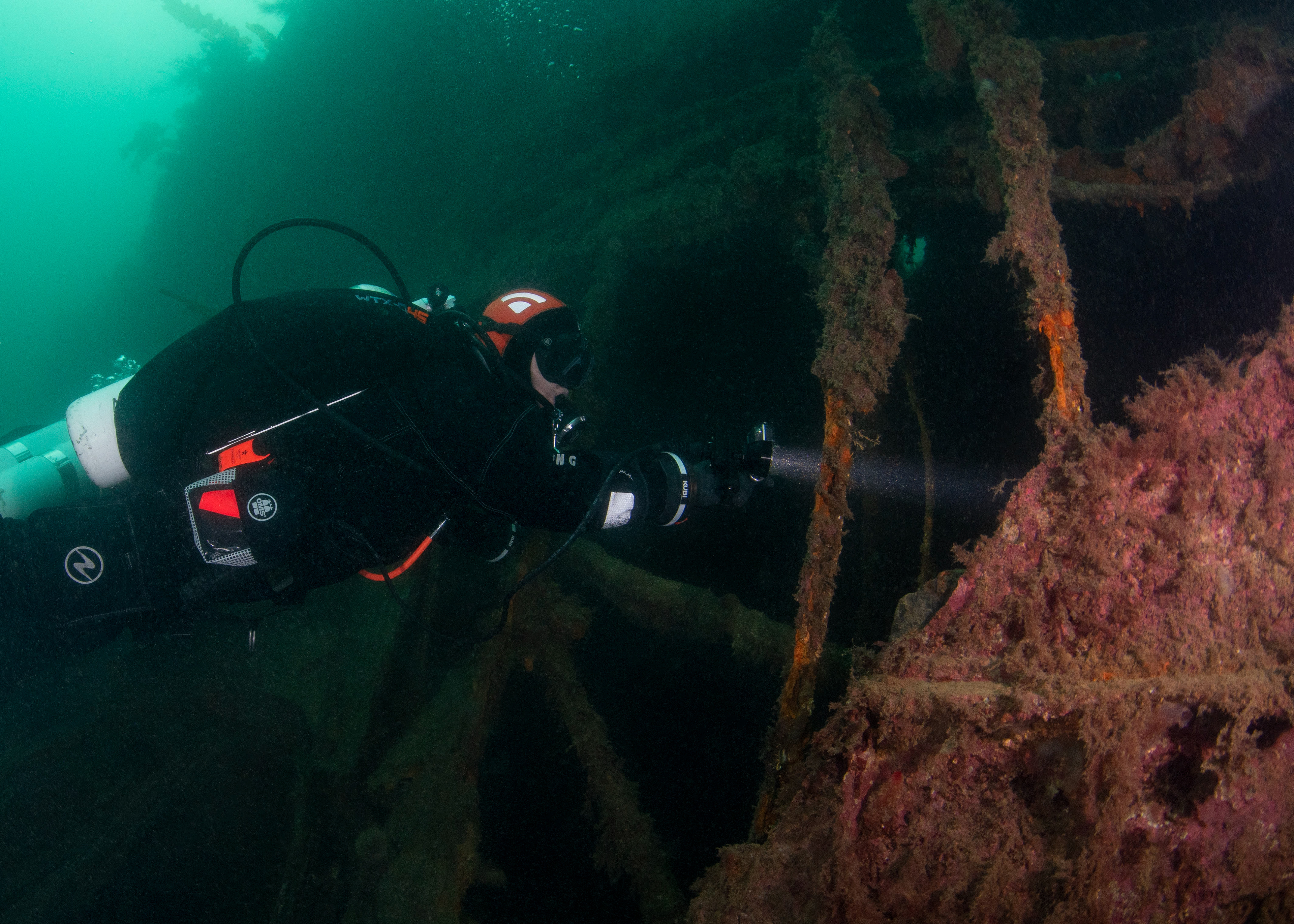 Diver Exploring Wreck