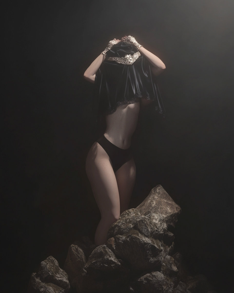 goddess standing on a pile of rocks, skin, baddiecore, foggy background, surrealism, art --ar 4:5 --style raw --profile t9tfwly t33oh8q --v 6.1 Job ID: c8cb64bb-3783-4fbc-934c-9c0d19904e93