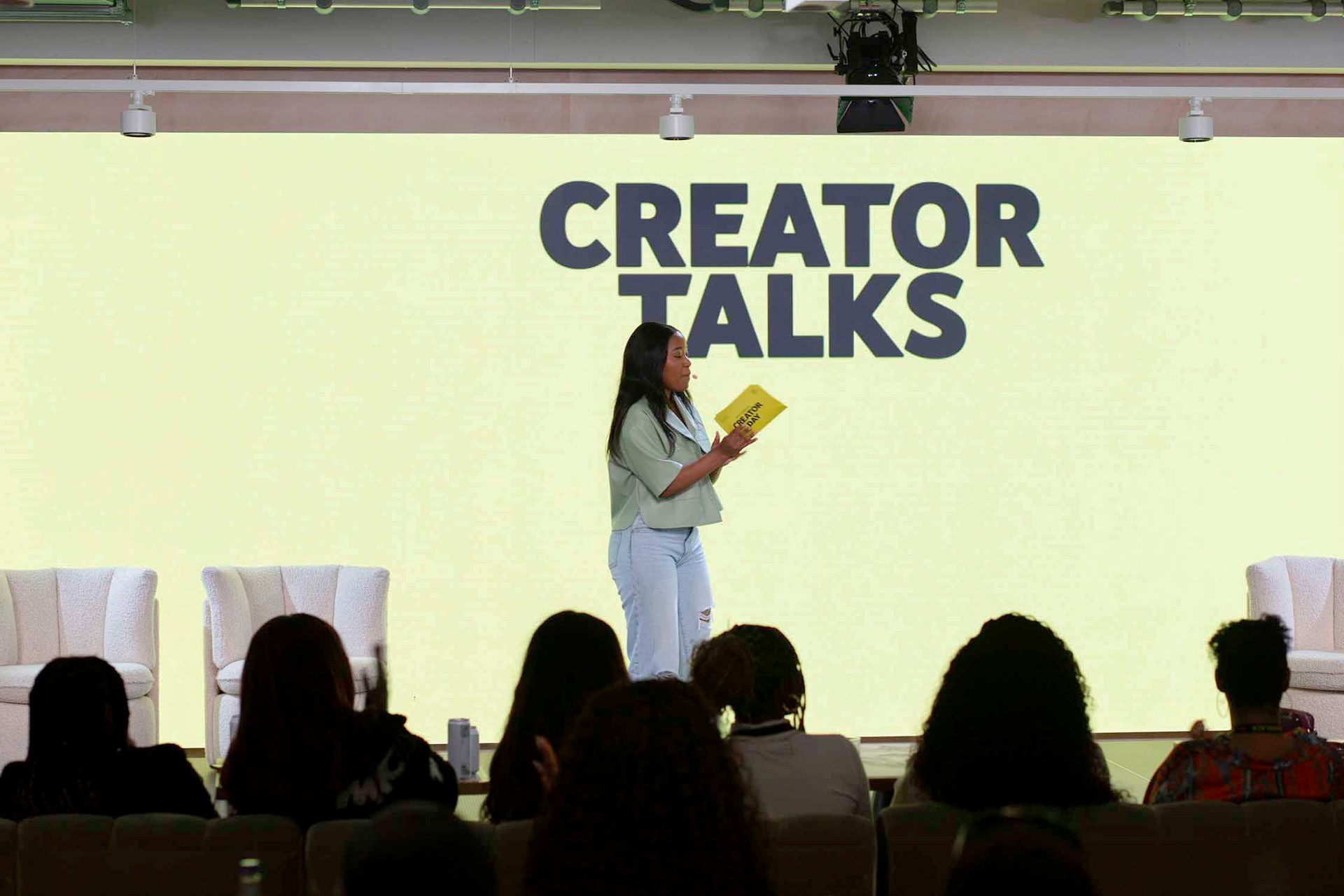 Youtube black creators event - creative talks host on stage