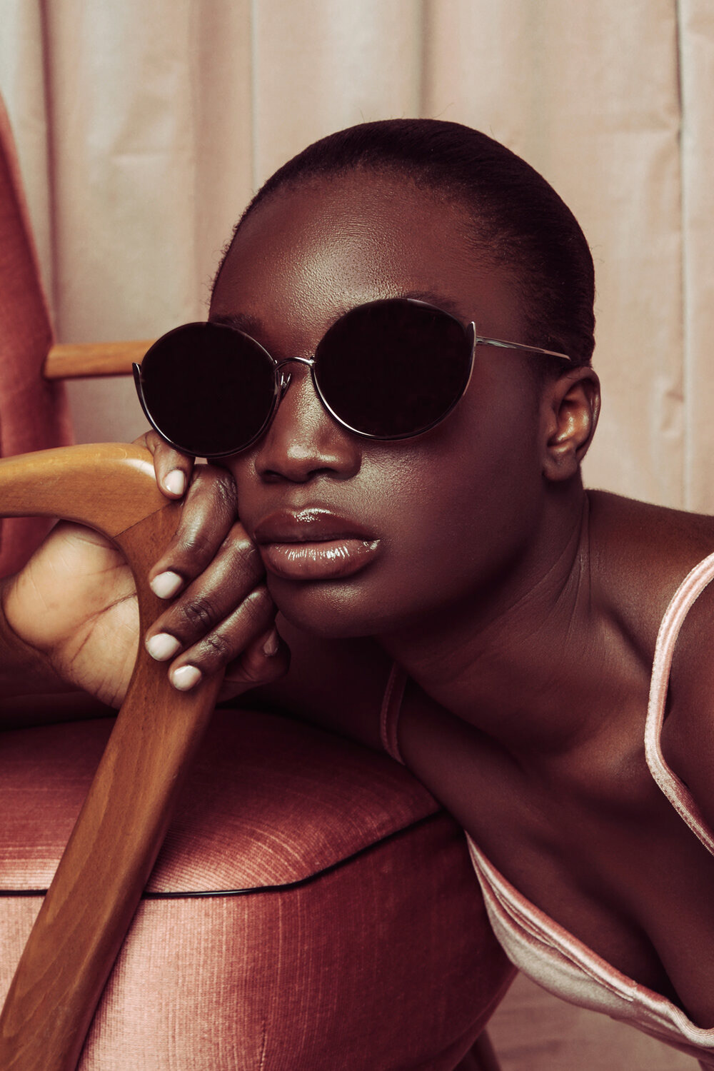 Linda Farrow Glasses on a BlacK female model