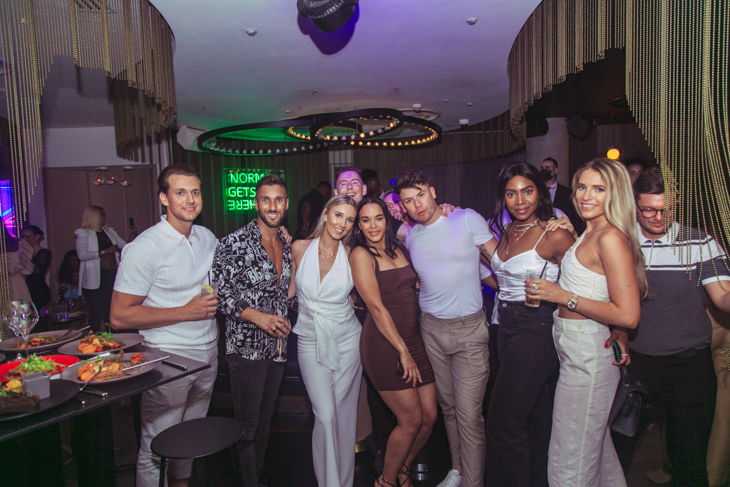 A group of friends having a good time at a social event in a beautiful central london location 