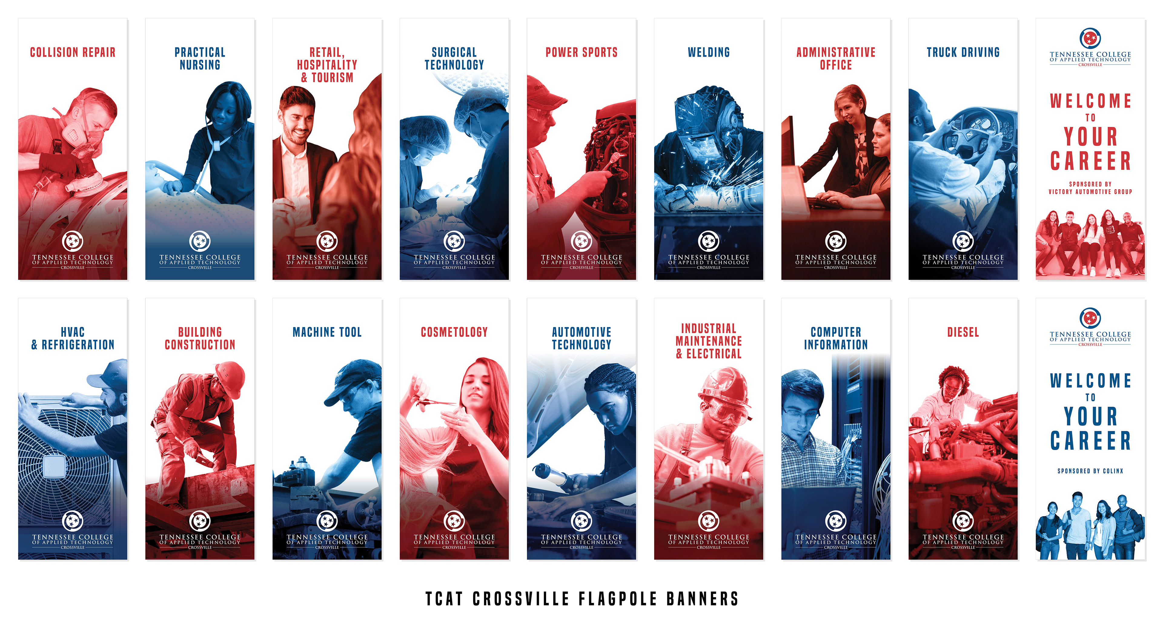 Series of Flagpole Banners designed for TCAT Crossville.