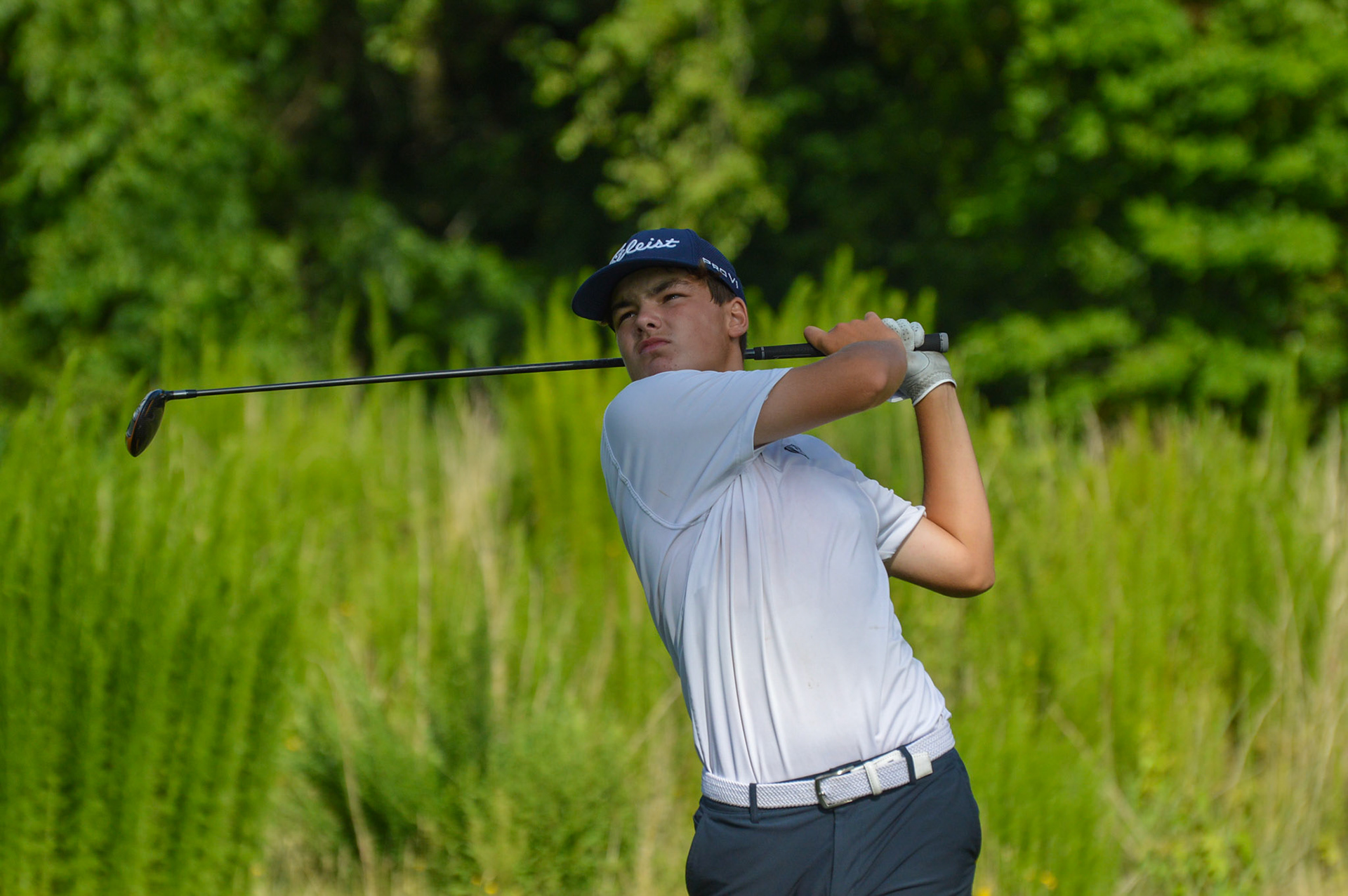 Jake Albert tees off from 8