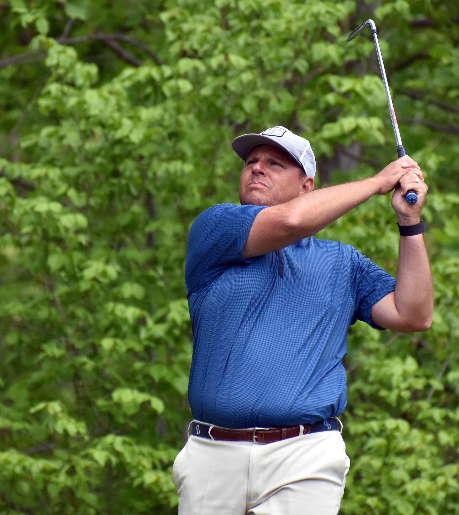 Justin Young tees off on 11