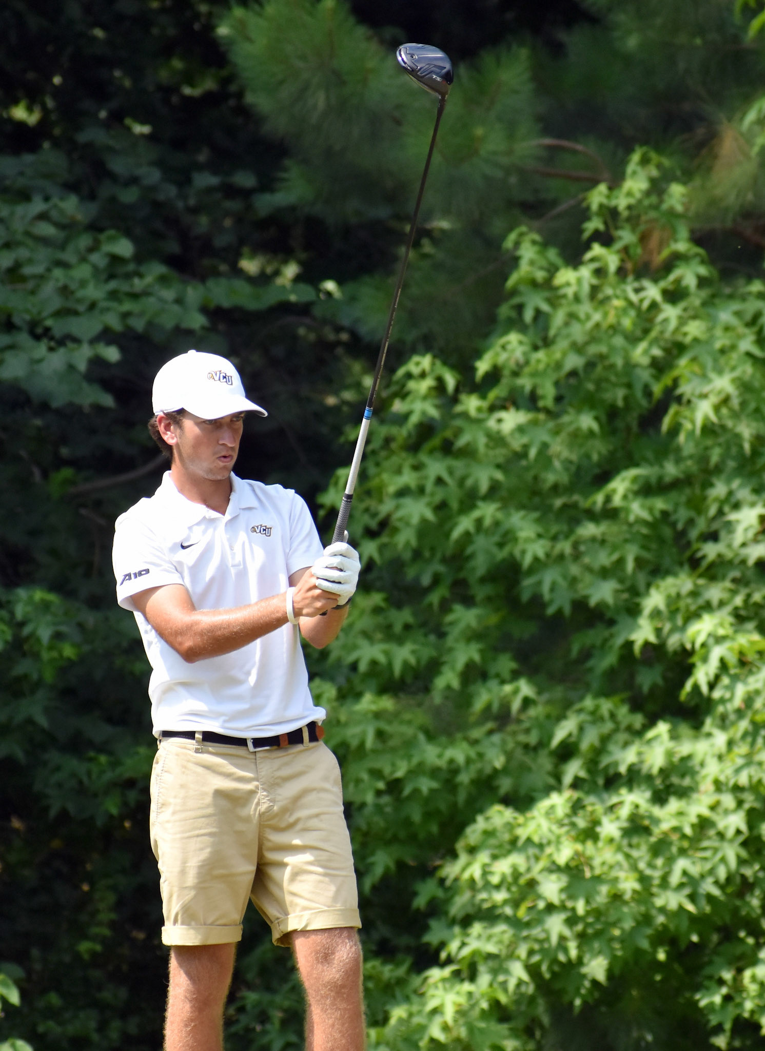 Charlie Kennedy prepares for his drive on 16.
