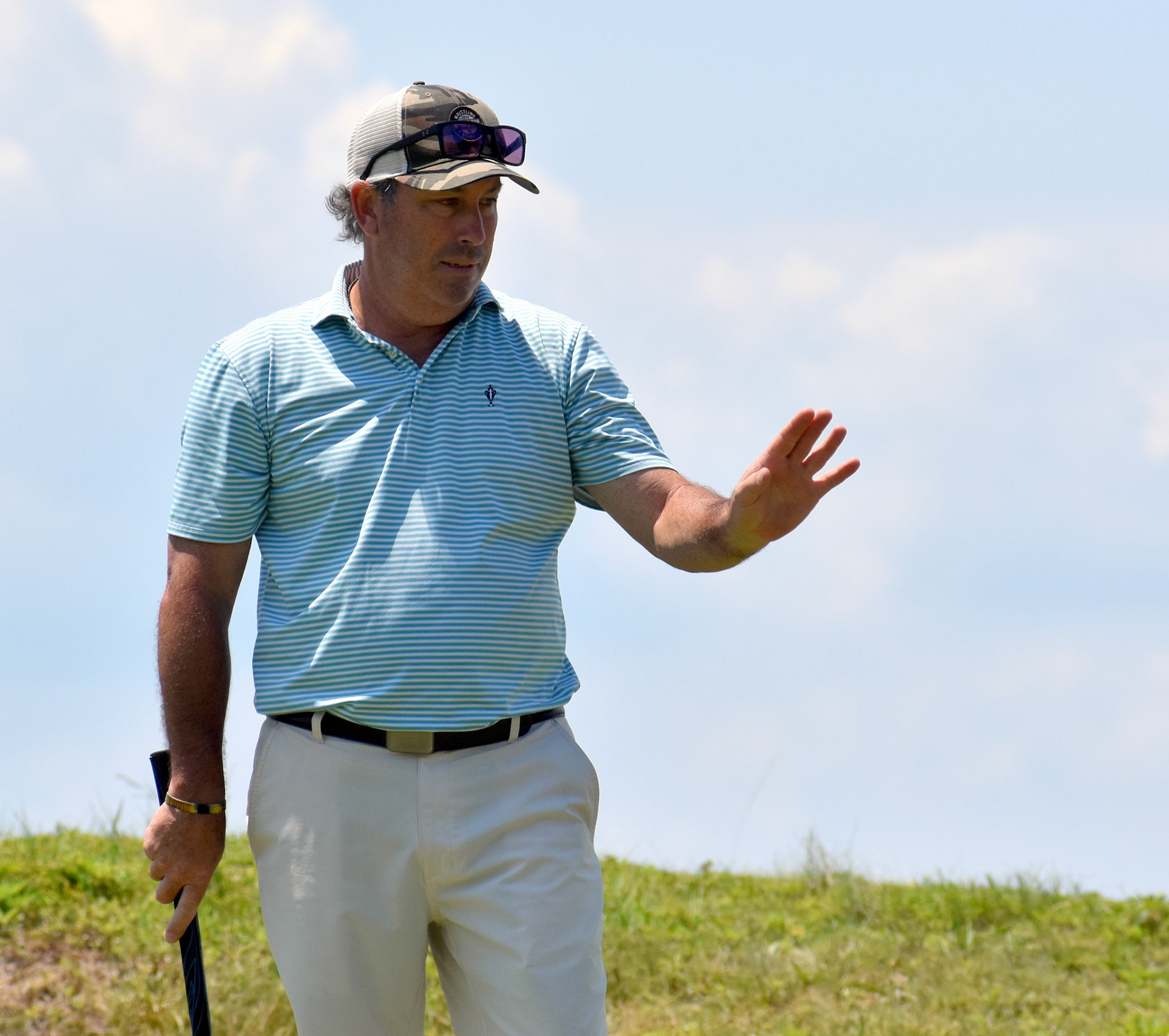 Jay Serrao politely asks his ball to slow down on 4 green.