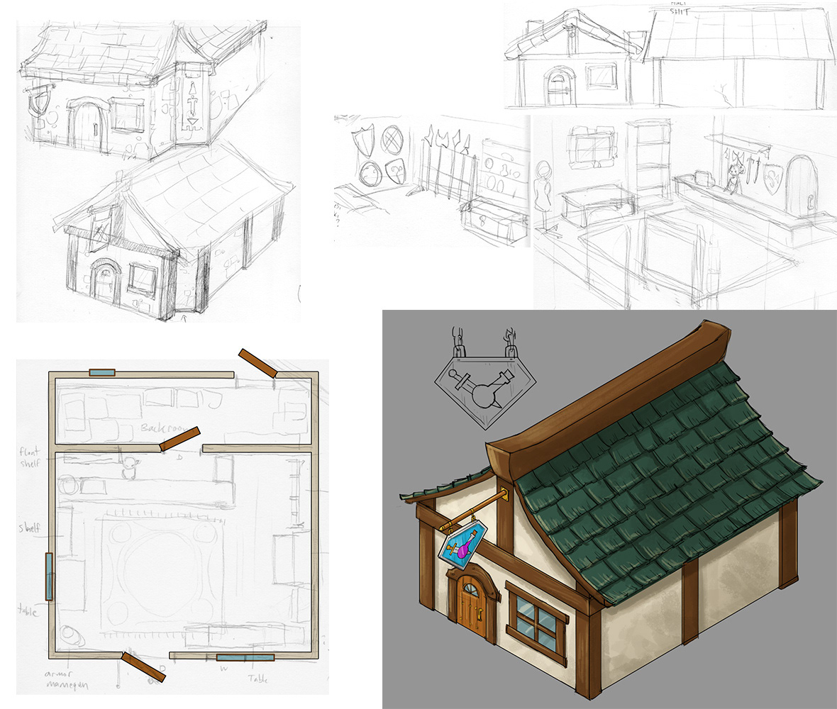 Environment sketches for animated short