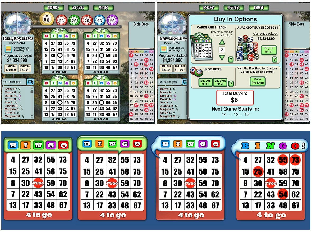 Bingo game rough layouts and card/button explorations