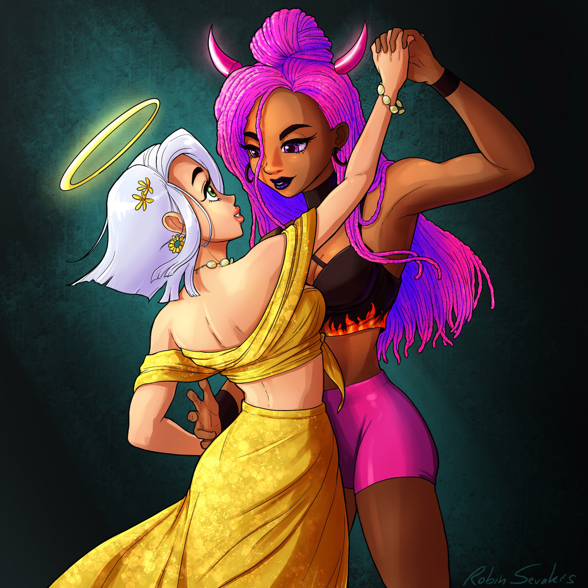 Characters are from the French artist, Loane (Lolonuno). Procreate.