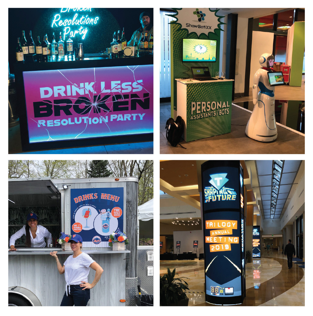 Graphics for private events and corporate conventions in which I have participated, highlighting event branding
