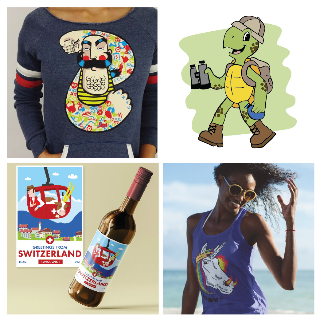 Various vector illustration projects for X Project or Touch Mulder in the USA, and the Eco-Bahia mascot in Mexico.