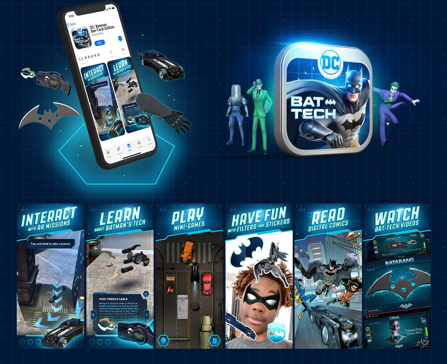 Cartoon Network - The DC: Batman Bat-Tech Edition app features