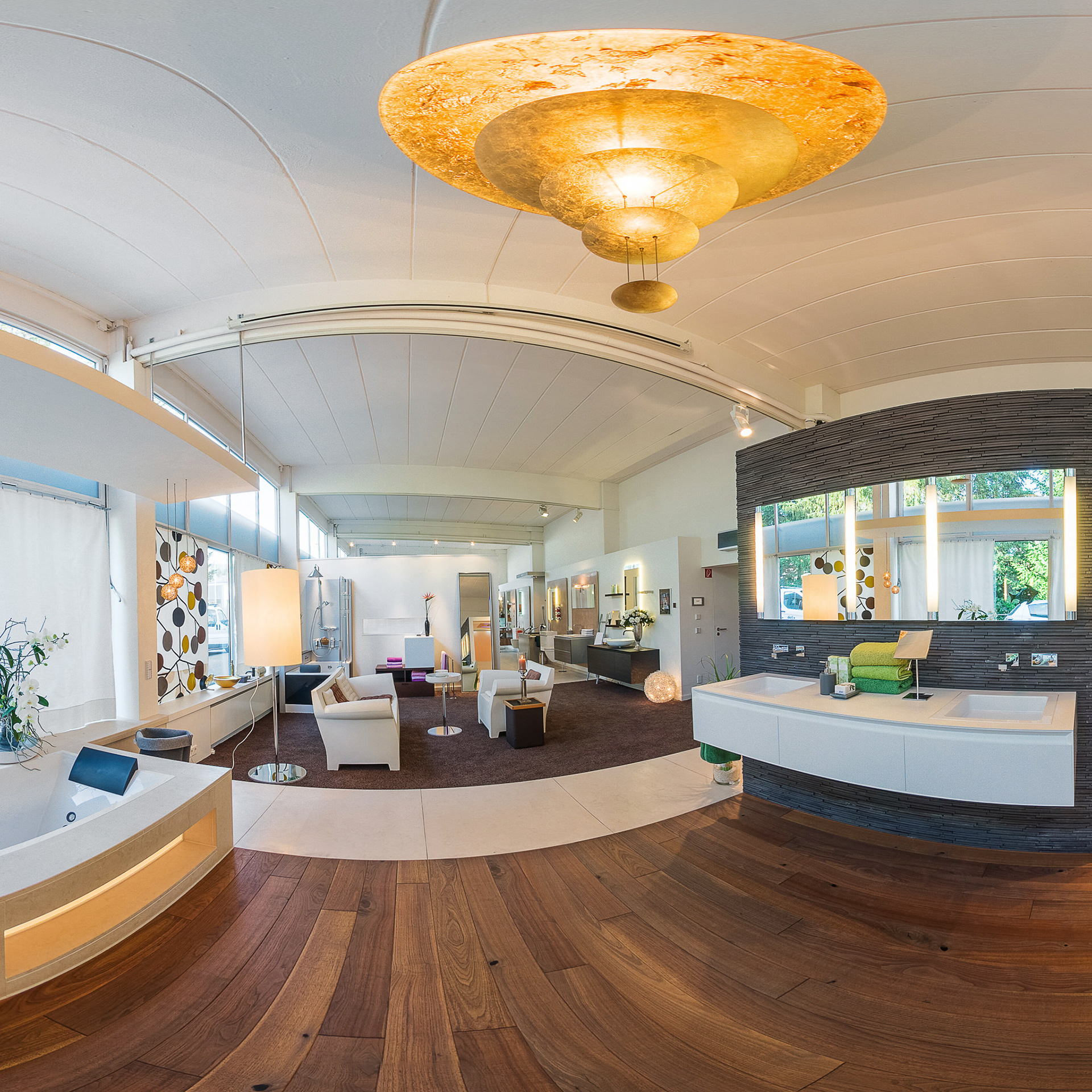 360-Grad-Rundgang  durch den Showroom des Sanitär- und Badstudios Staib, Pforzheim.