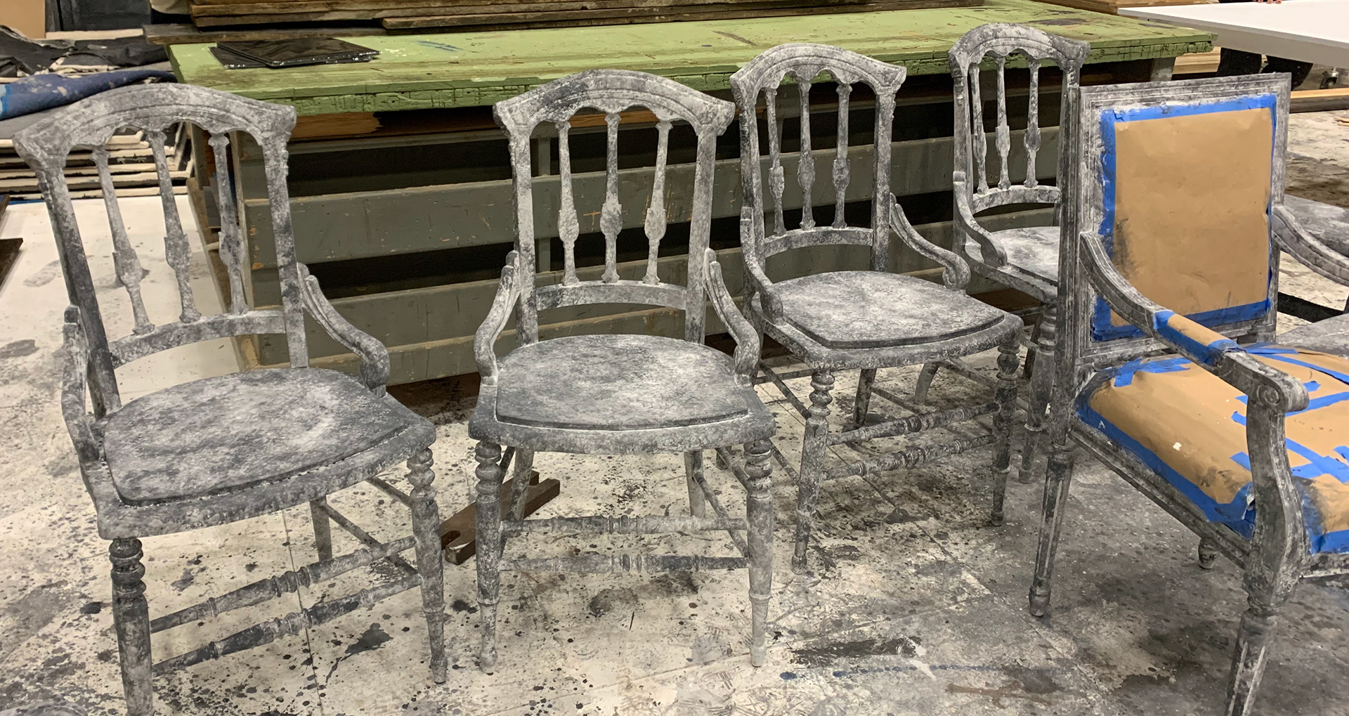 Scumble treatment on chairs