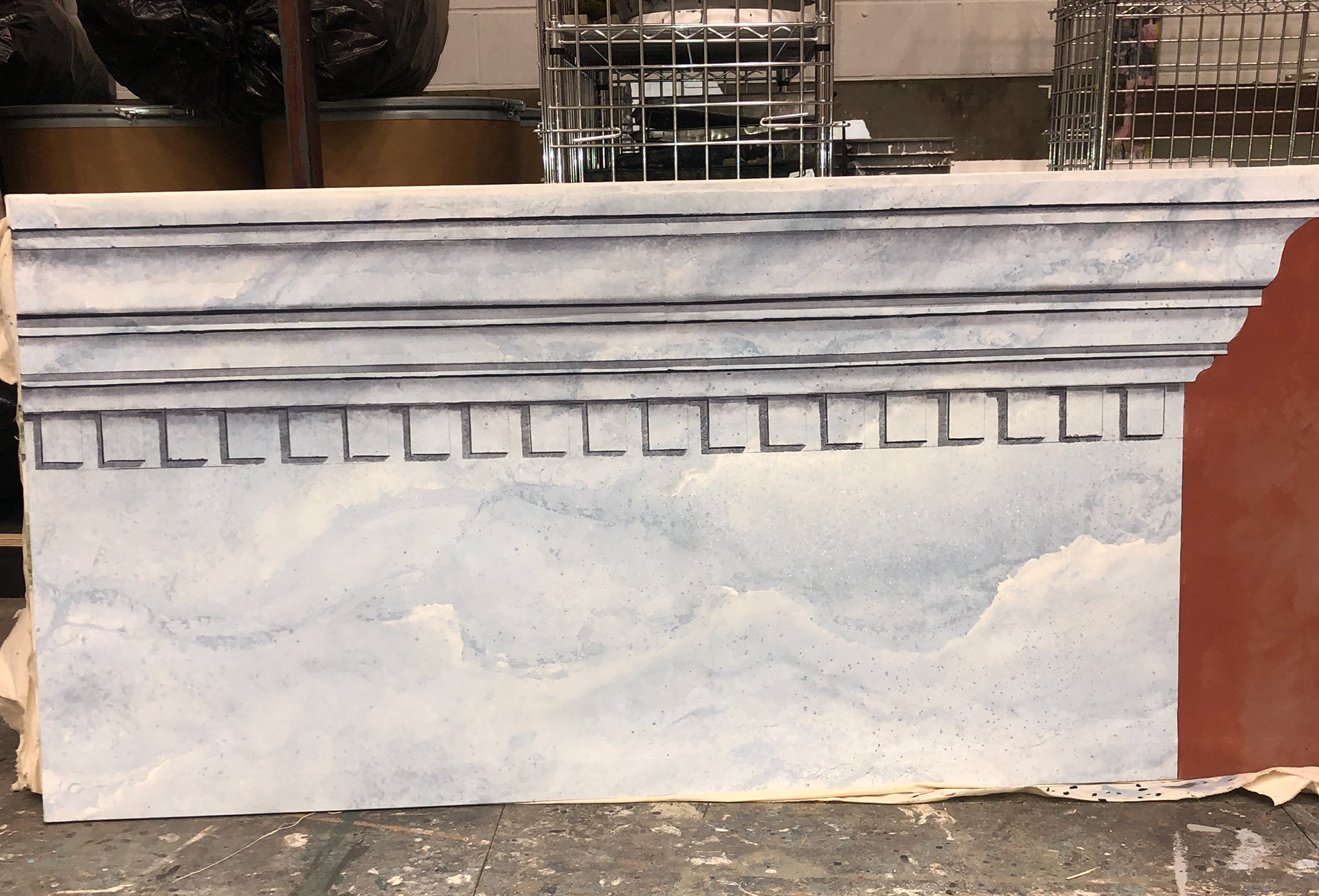 Faux marble with dentil work