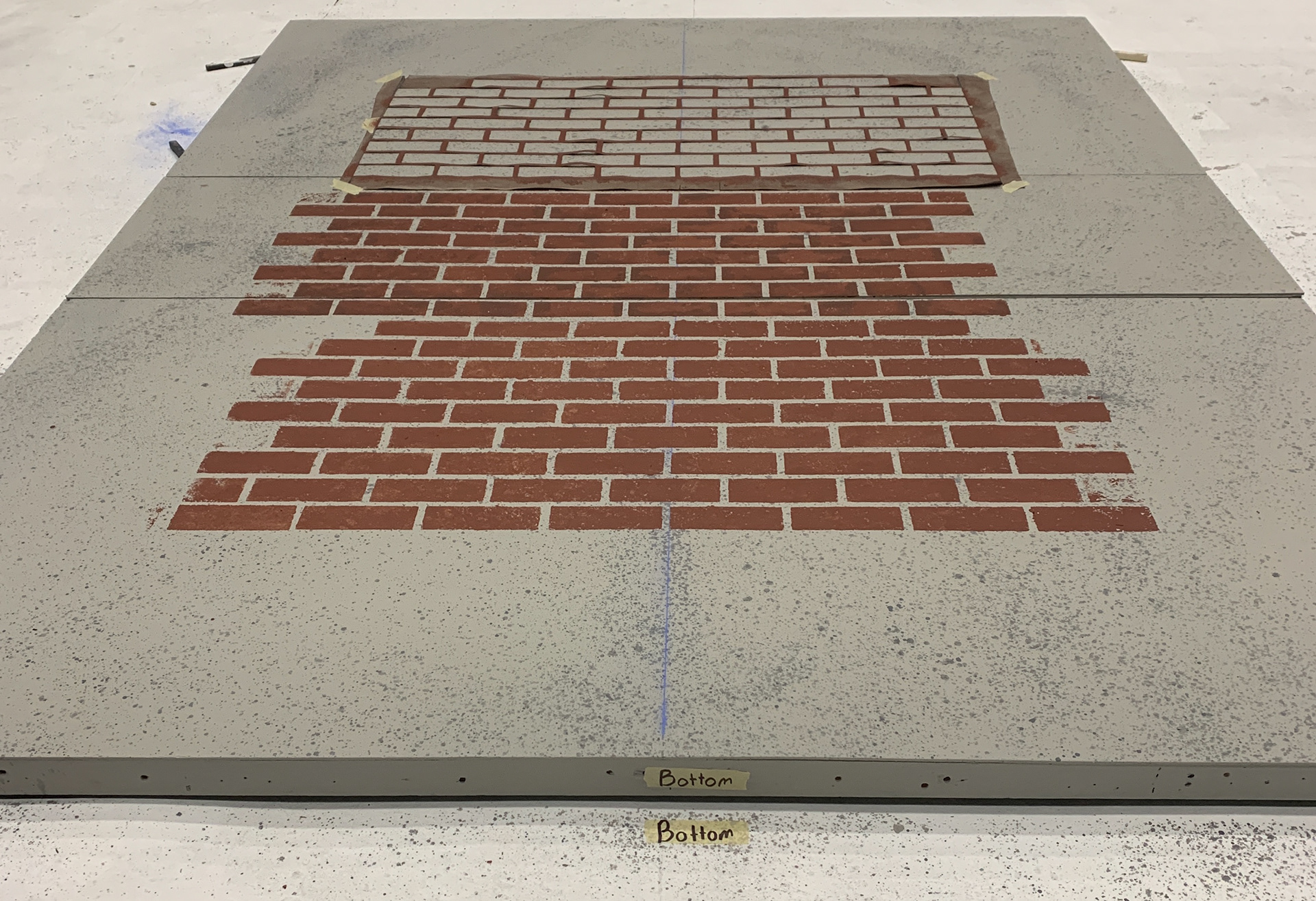 Faux brick accomplished with stencil