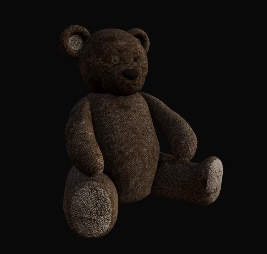 Teddy Bear from "The Lost Childhood", modeled in Autodesk Maya and surfaced in Substance Painter by Brennan Porterfield Casey