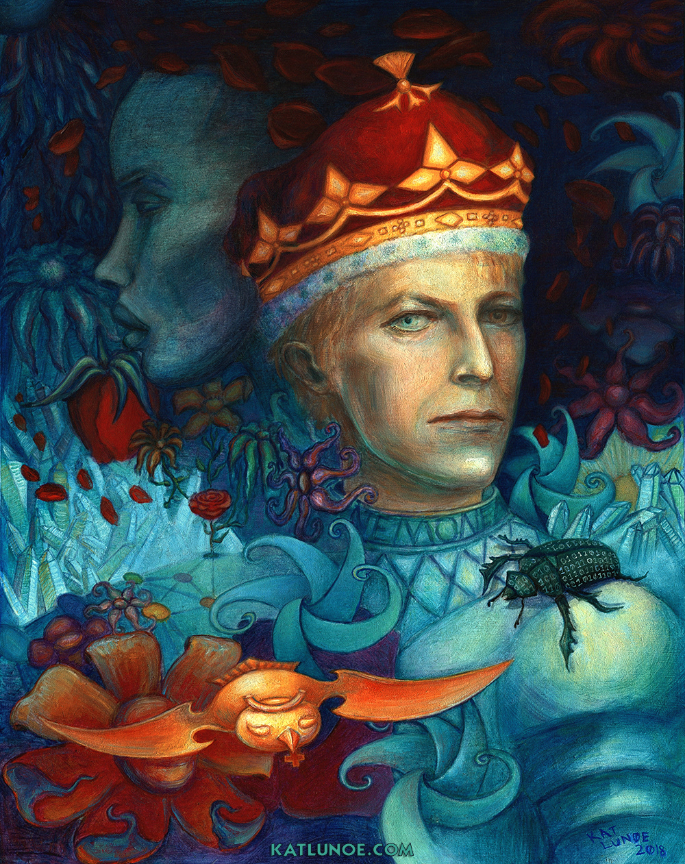 "The Return of the Thin White Duke" - Neil Gaiman short story David Bowie tribute. 11" x 14" Oil on Paper on Wood.