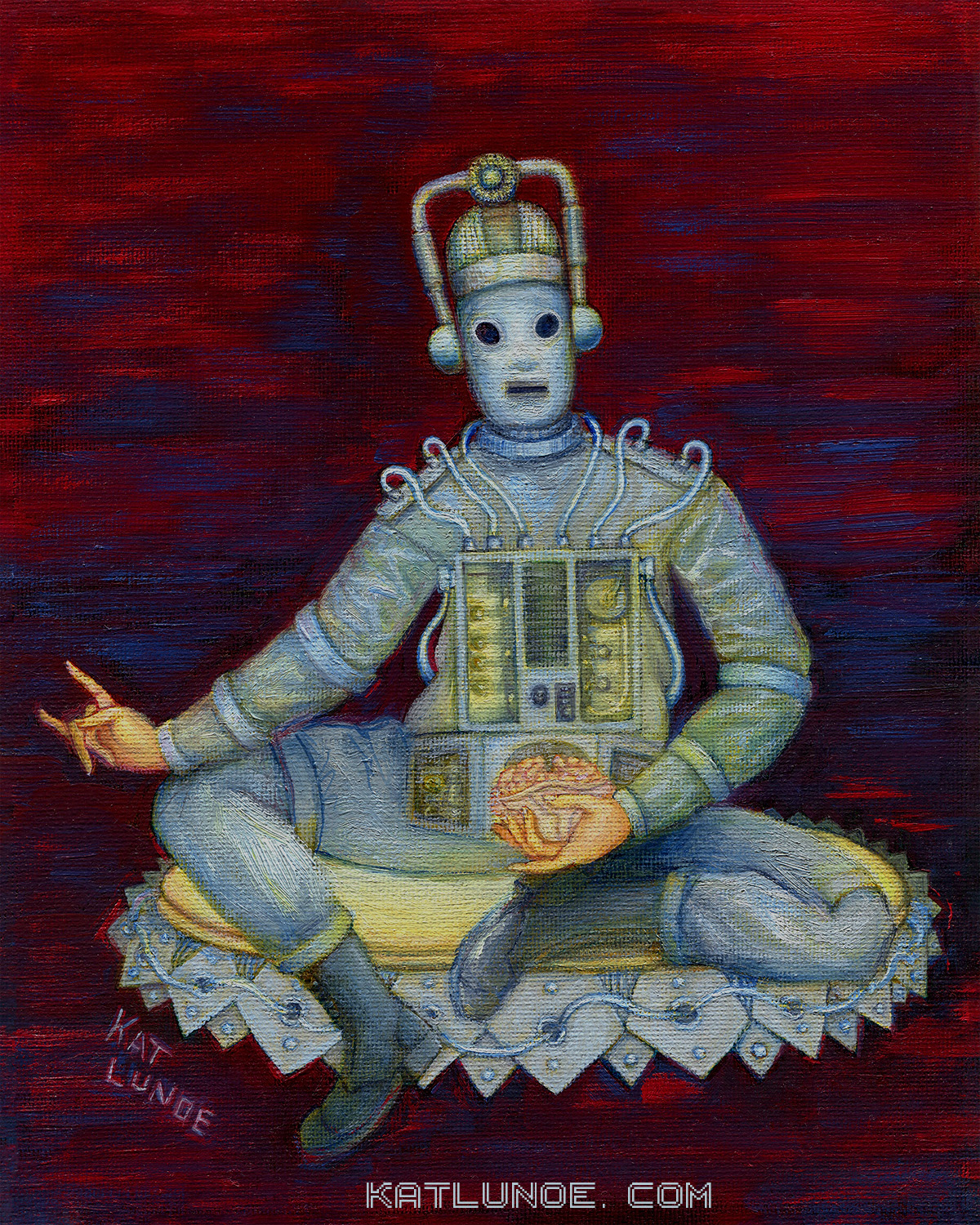 "Cyber-Enlightenment" aka "Cybersattva" - 8" x 11" Oil on Panel.