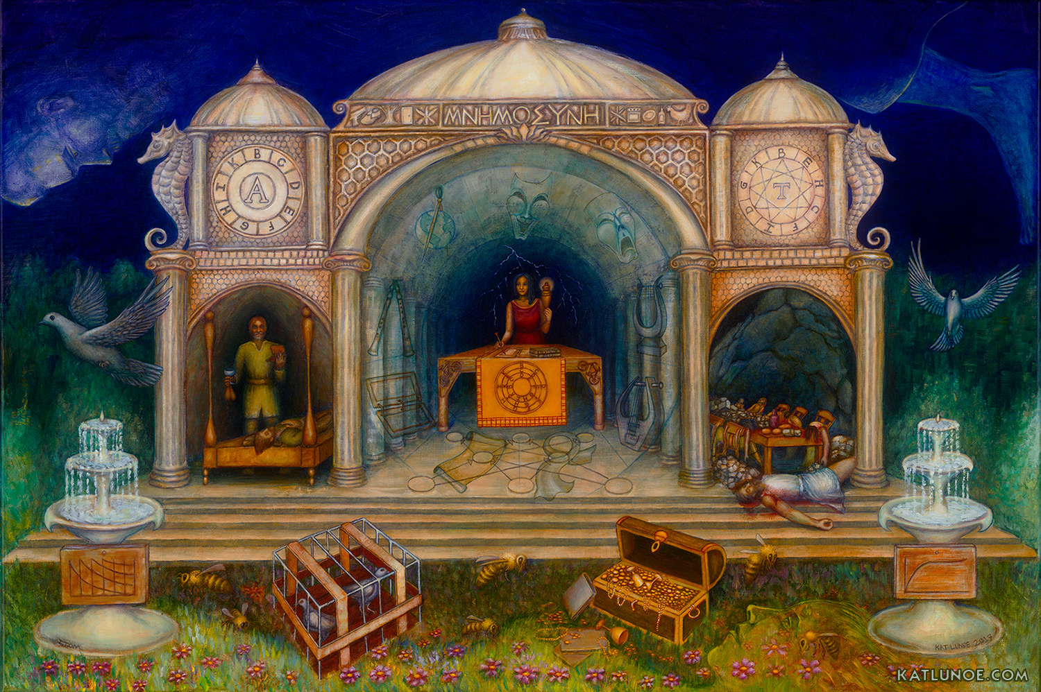 "Mnemosyne & The Memory Palace a.k.a. The Method of Loci" - Private Commission. 24" x 36" Oil on Linen.