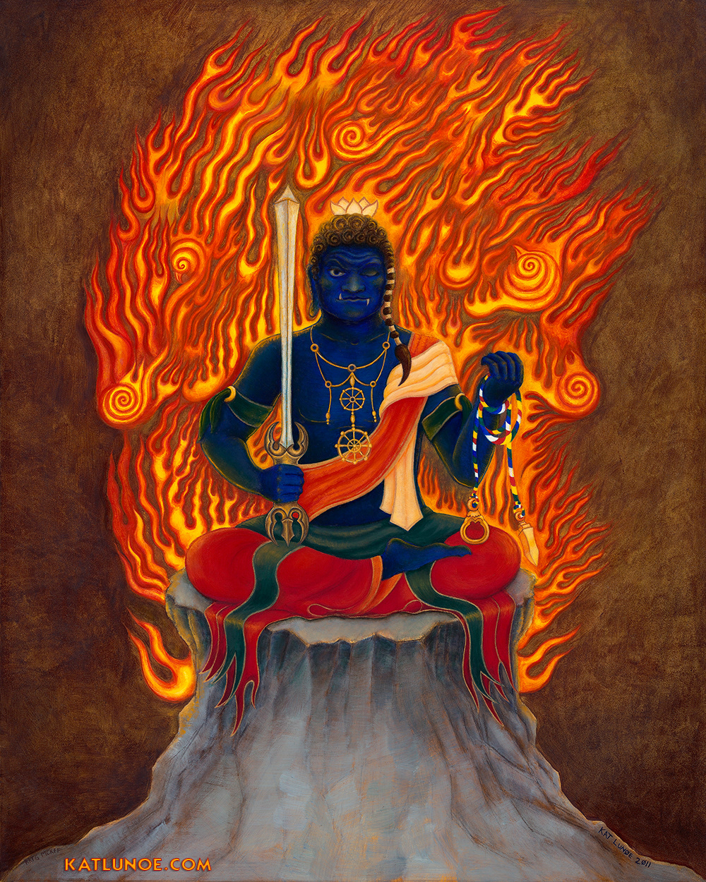 "Fudo Myoo, The Immovable One a.k.a. Acala Vidyaraja" - Private Commission. 16" x 20" Oil on Panel.