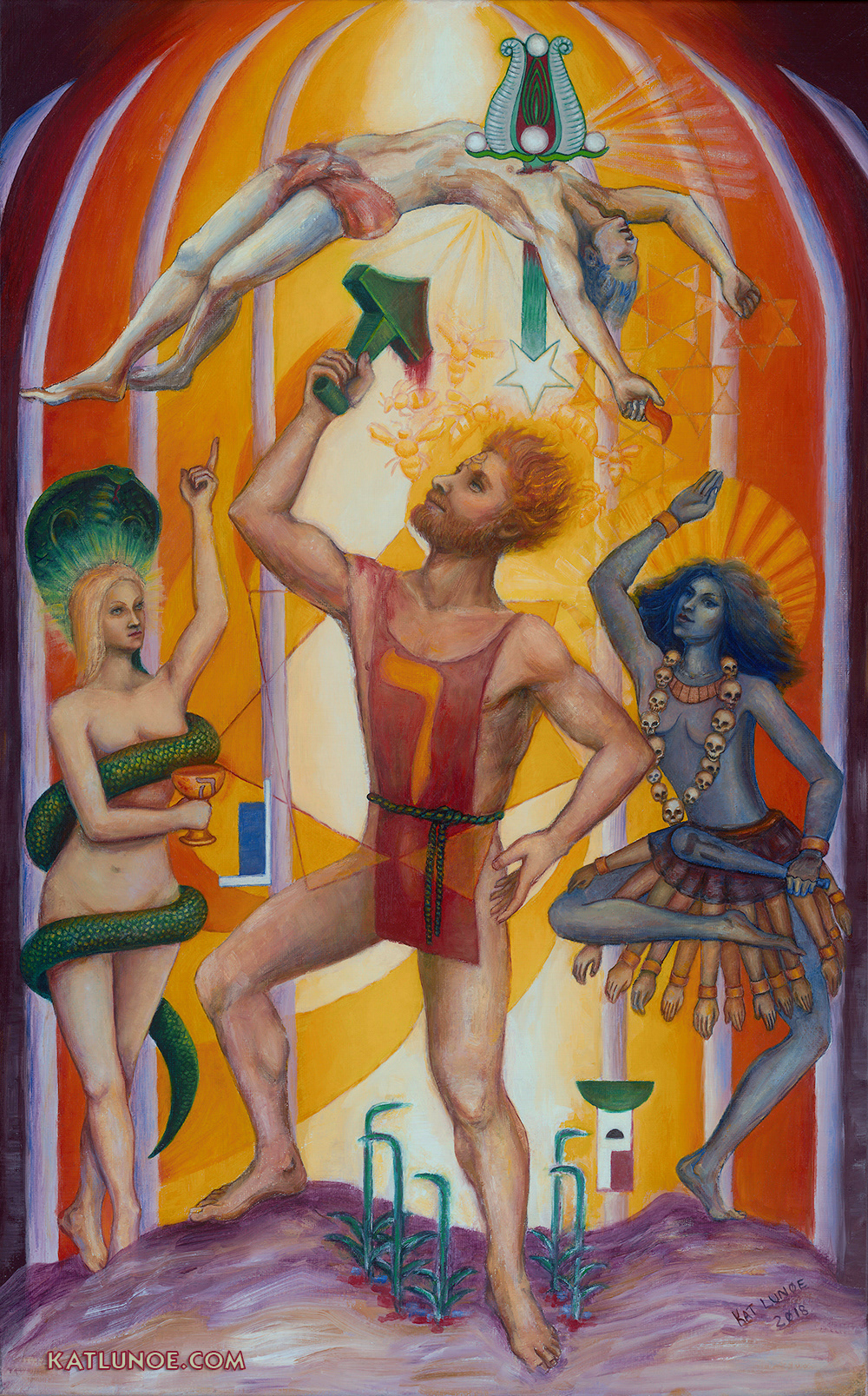 "The Brothers" – Private Commission. Based on Tarot symbolism by Aleister Crowley. 15" x 24" Oil on Linen.