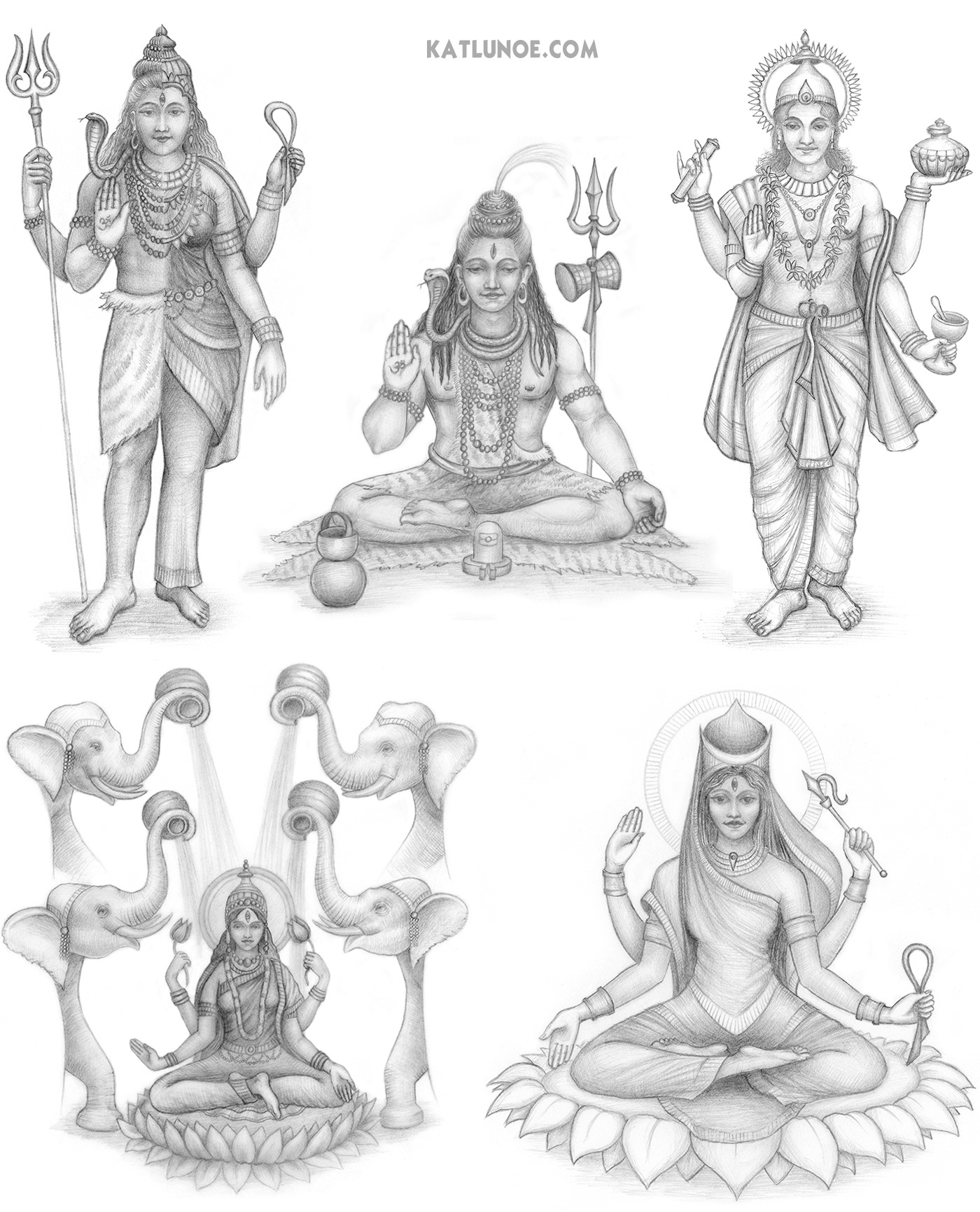 Selected illustrations in pencil for "Modern Tantra" by Donald Michael Kraig. Llewellyn Worldwide, Ltd. Art Director: Lynn Menturweck