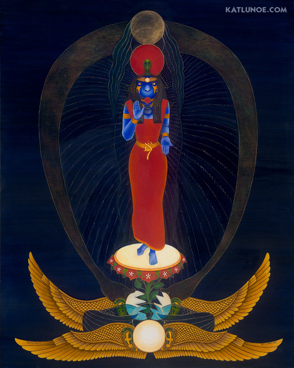 "Ra-Hoor-Khut" painting for "Tantric Thelema" by Sam Webster. Unpublished. 16" x 20" Oil on Panel.