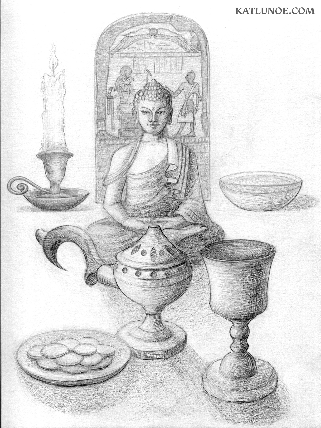 “Diamond Sapphire Altar” - Interior illustration for “New Aeon Tantra” by Gregory Peters; Original Falcon Press. 