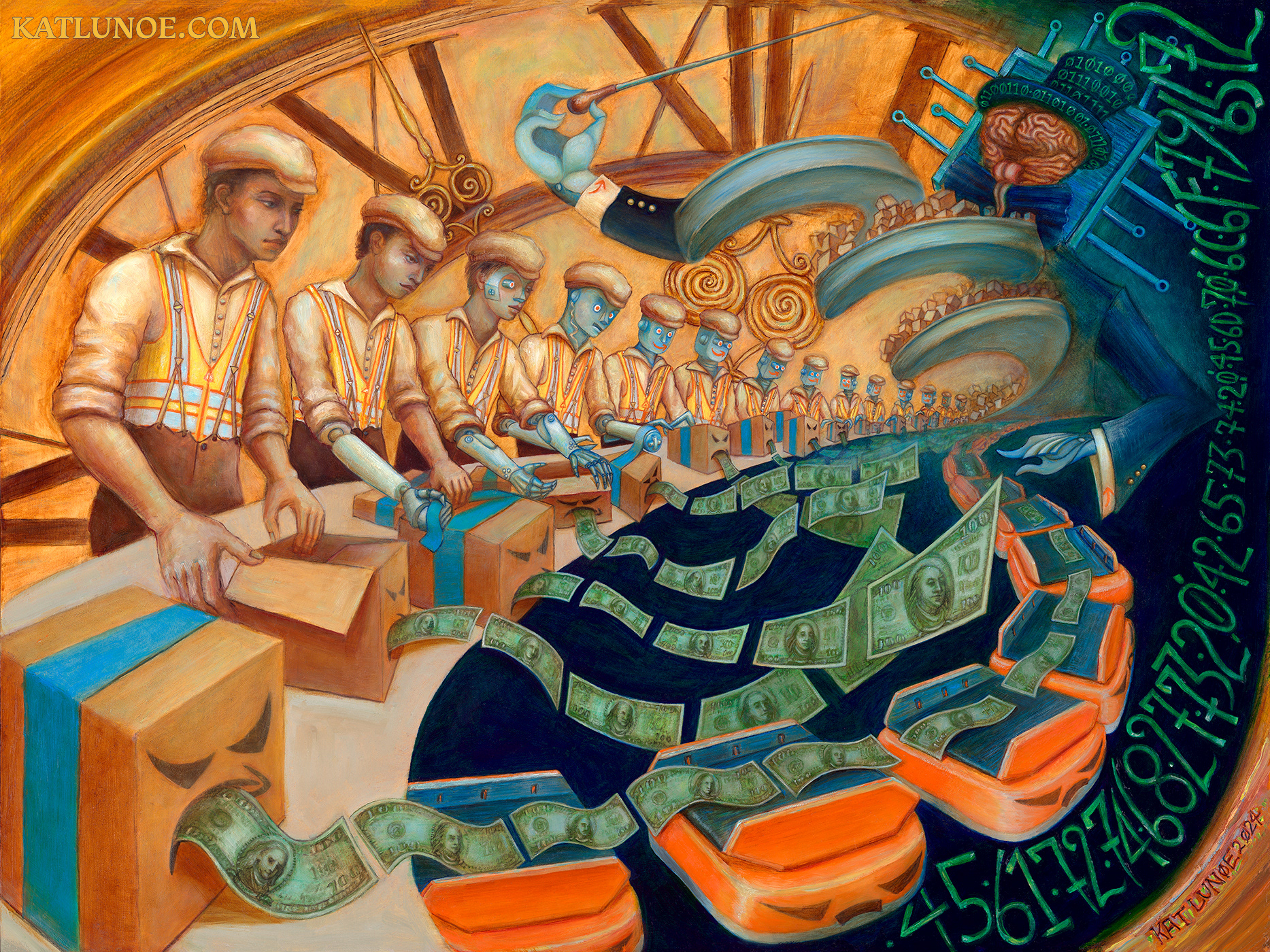 “Robotization” - Commissioned by peaksalvation.com - 18” x 24” Oil on Paper on Wood.