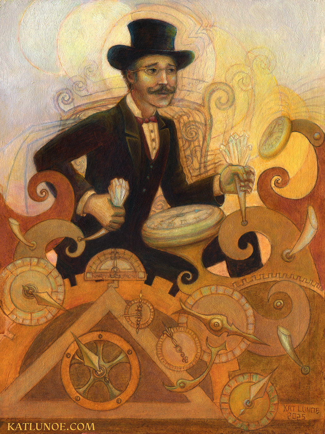 A cover illustration inspired by H.G. Wells' classic "The Time Machine" - 9" x 12" Oil on Paper on Wood.