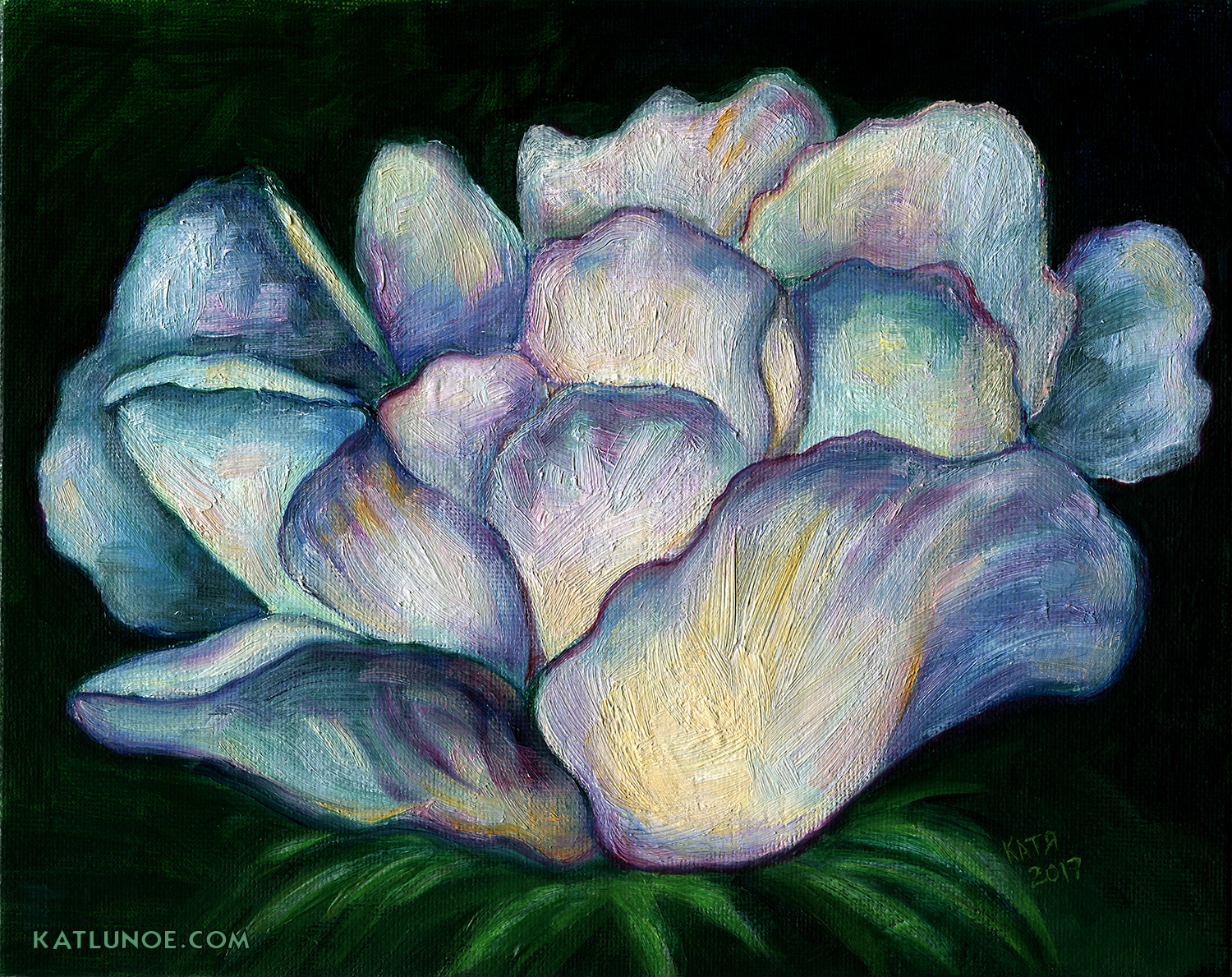 A Flower! Oil on Panel.