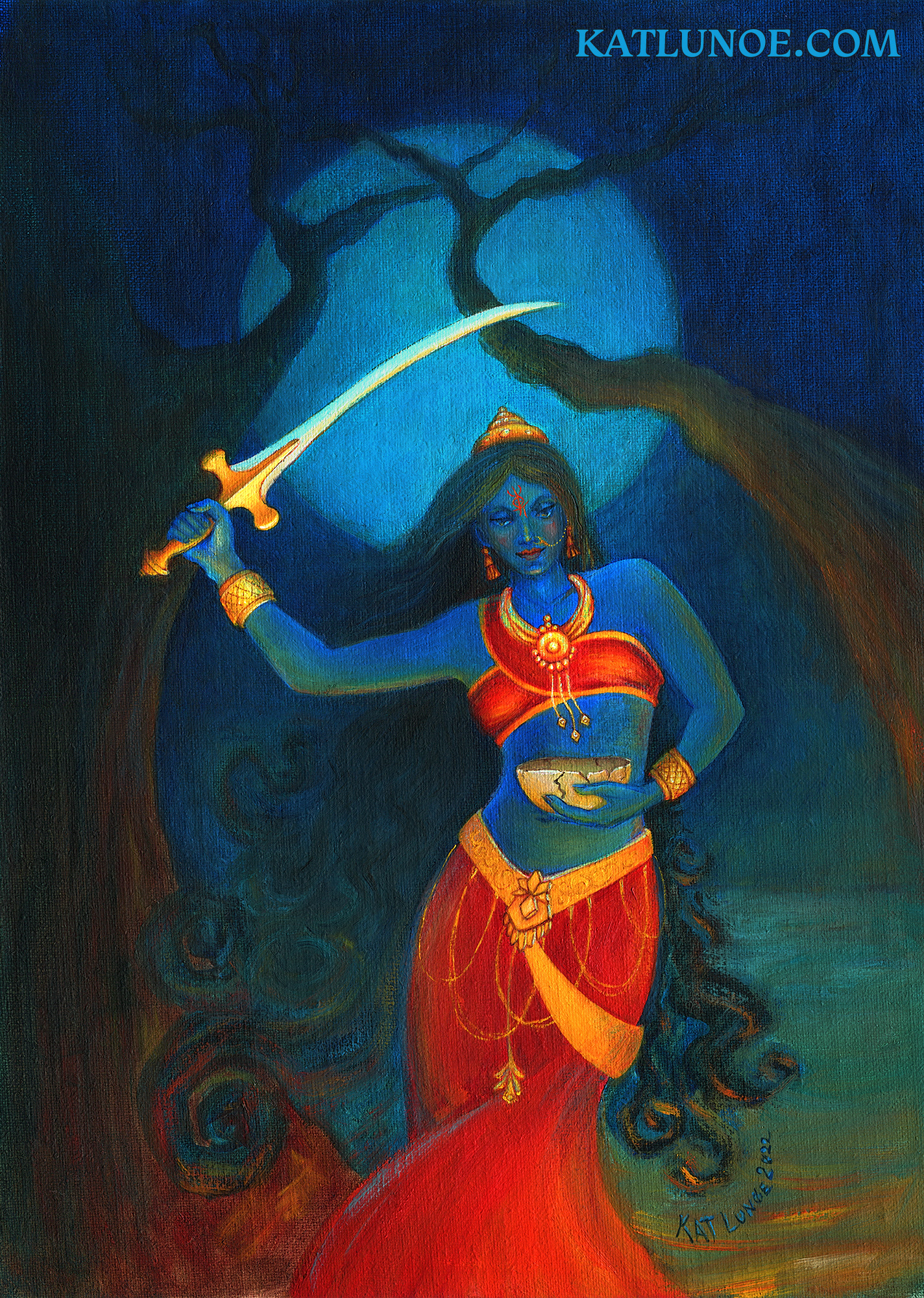 Book Cover painting for “Yogini Magic: The Sorcery, Enchantment and Witchcraft of the Divine Feminine” by Gregory Peters; Original Falcon Press. 10” x 14” Oil on Panel.