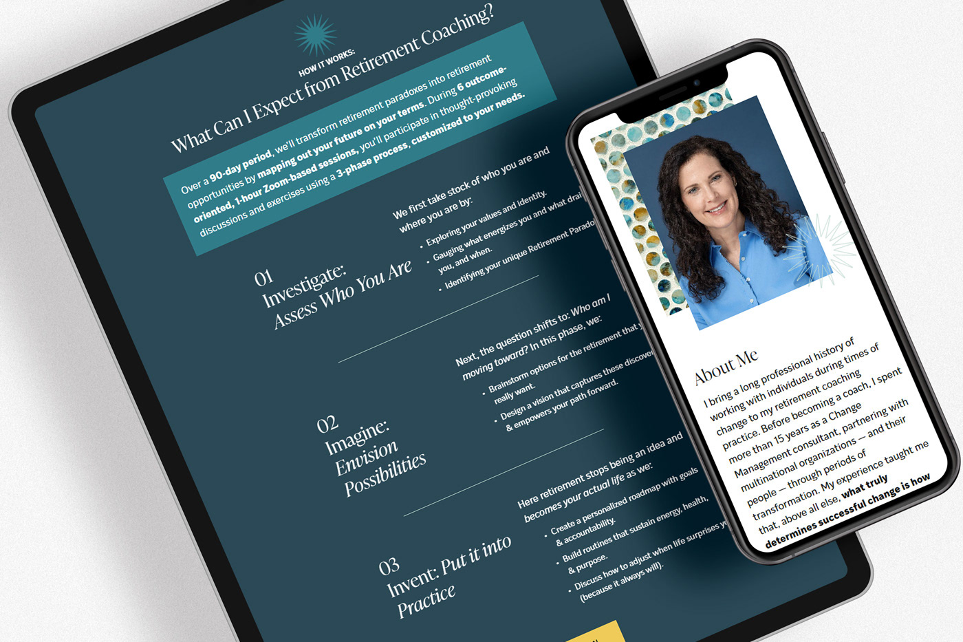 The Retirement Paradox website on tablet and iPhone