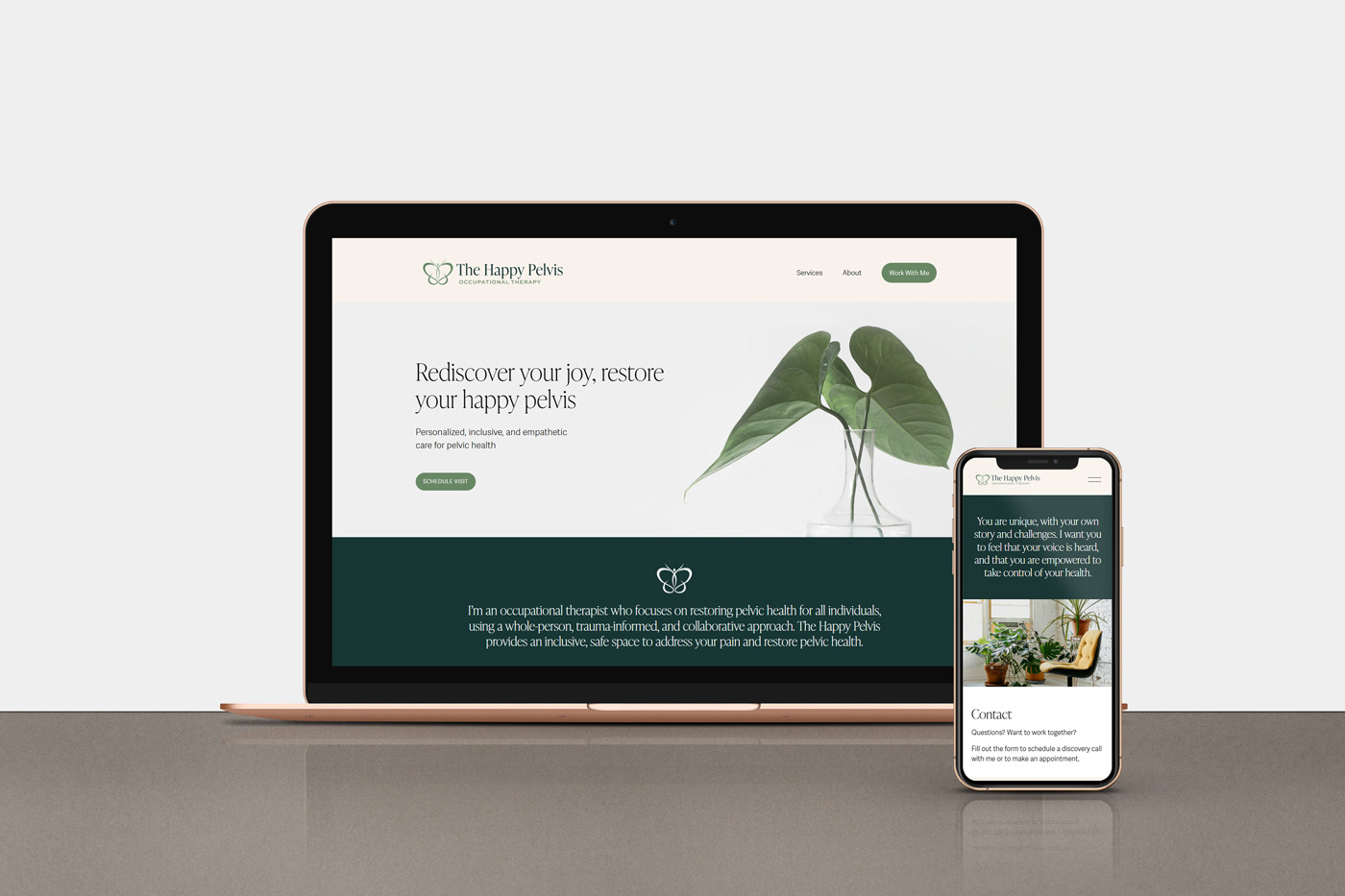 Desktop and mobile website design for The Happy Pelvis Occupational Therapy 
