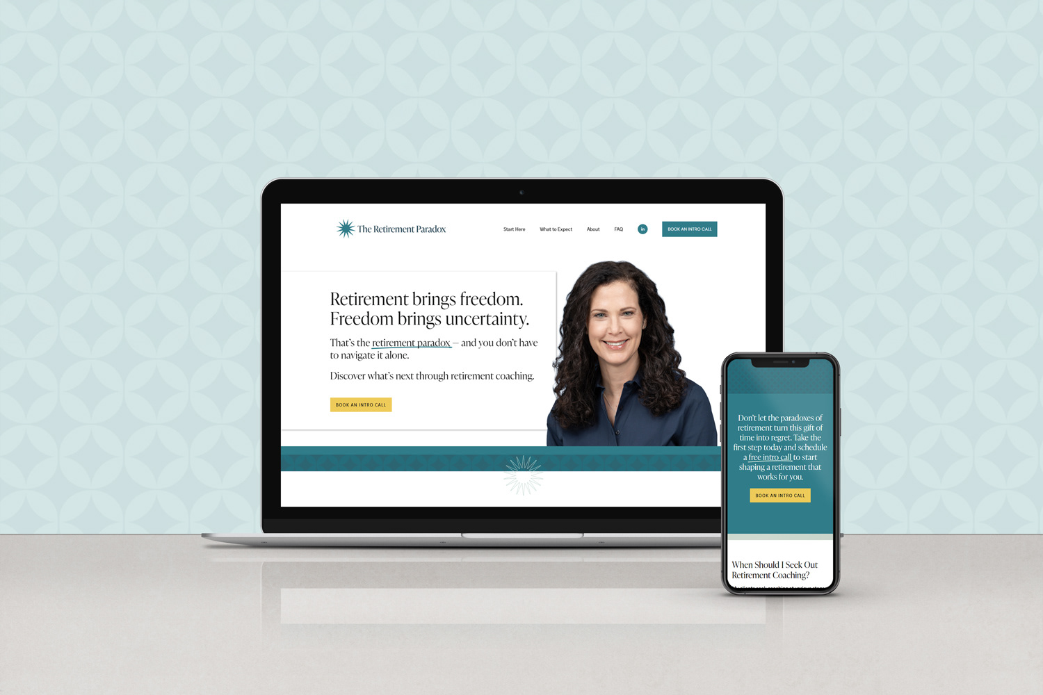 The Retirement Paradox website on laptop and mobile phone